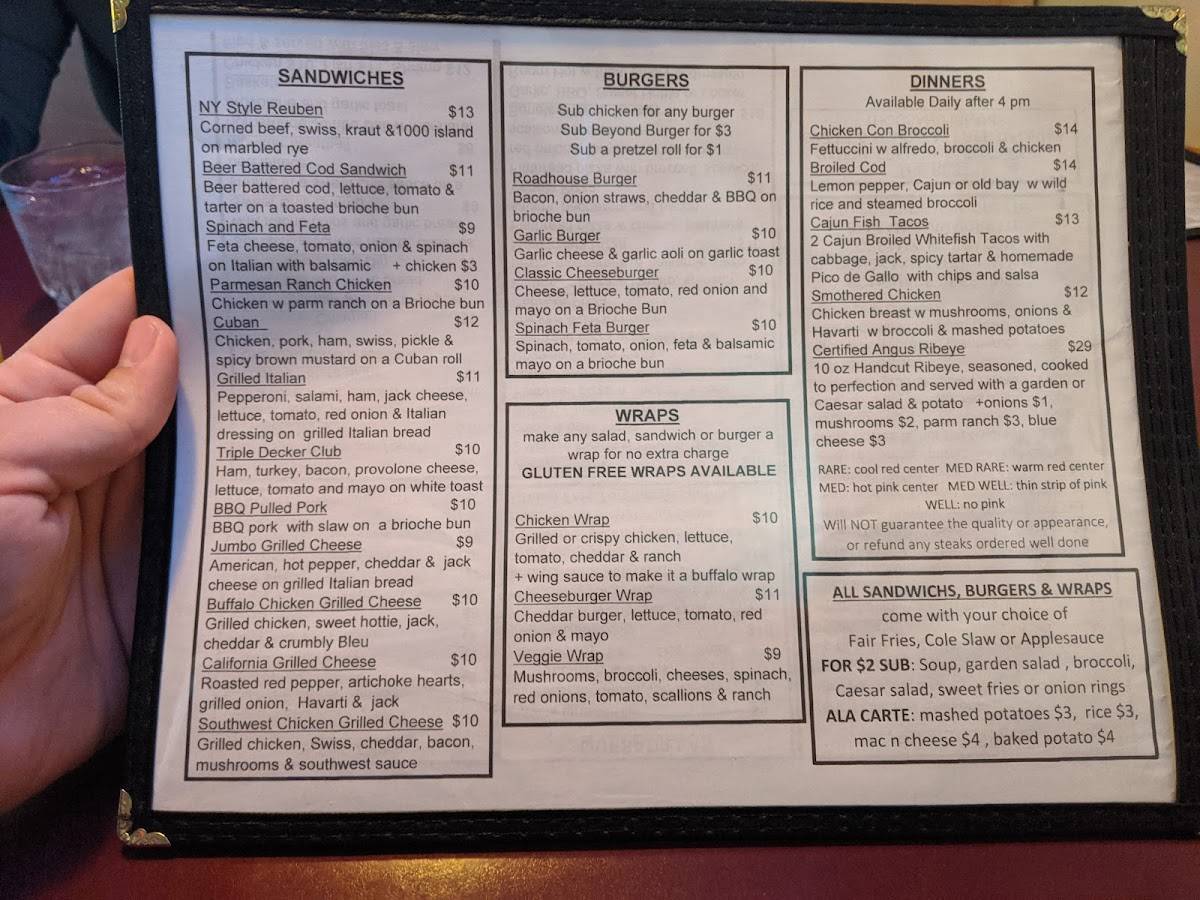 Menu at Gavins Grill pub & bar, New Philadelphia