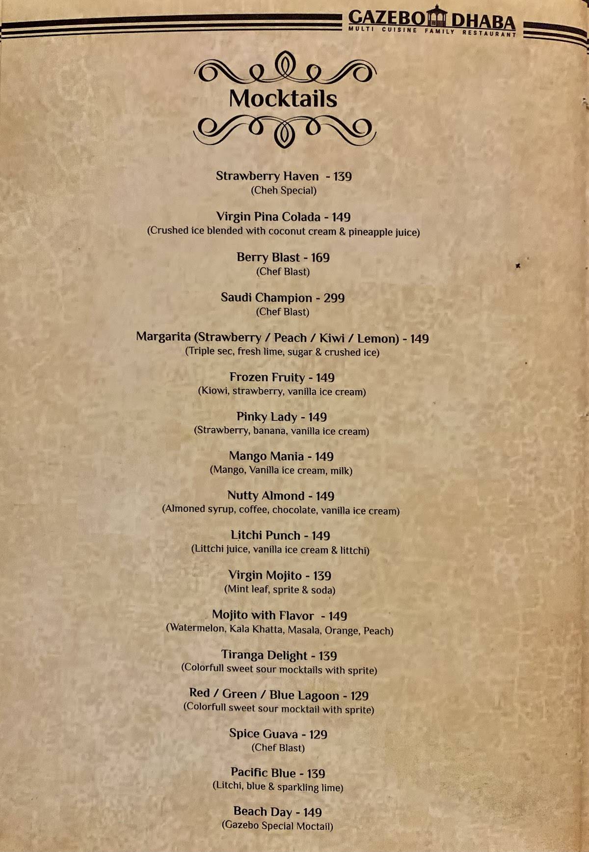 Menu at Gazebo Dhaba & Family Restaurant, Navi Mumbai