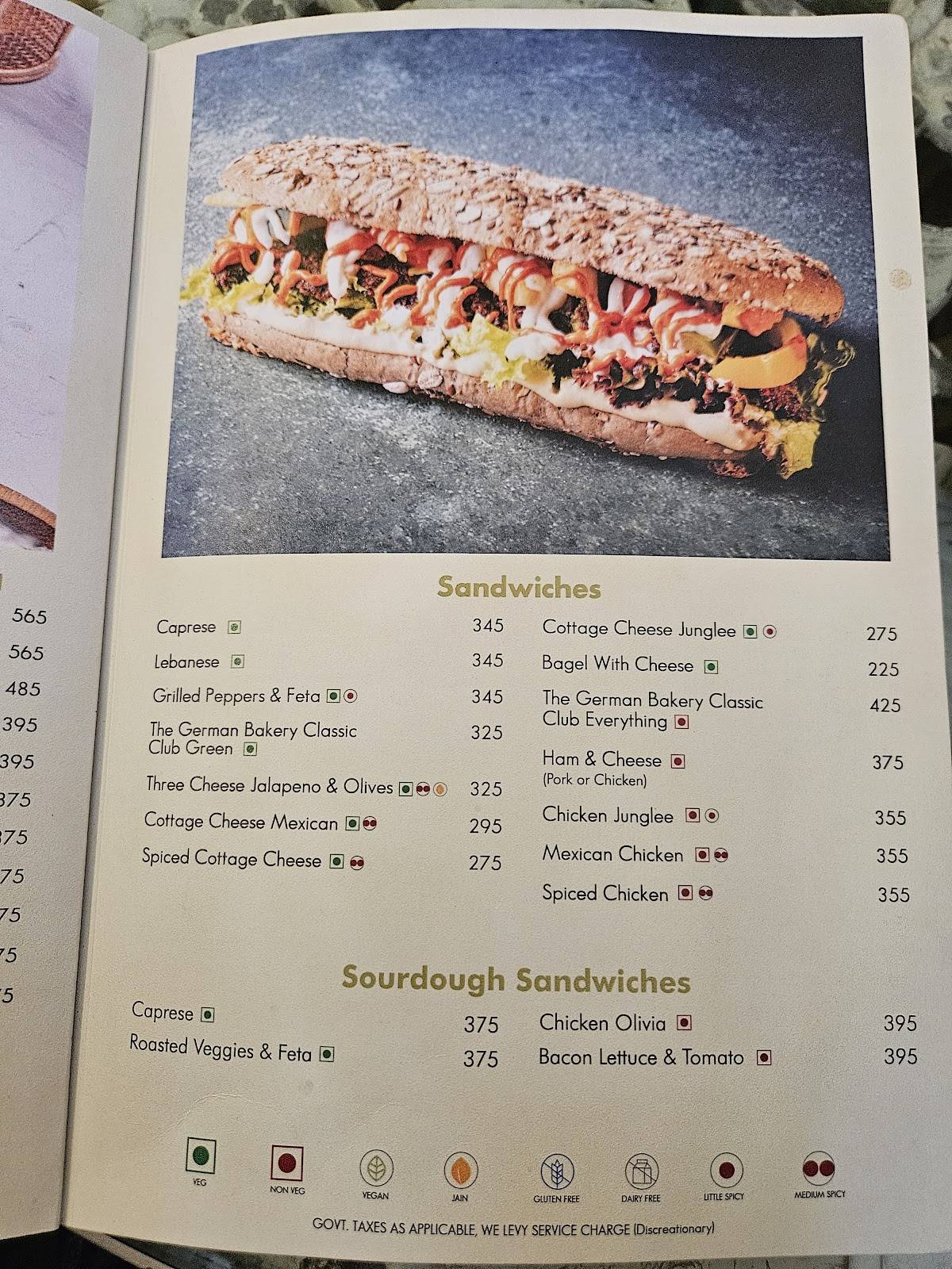 German Bakery menu