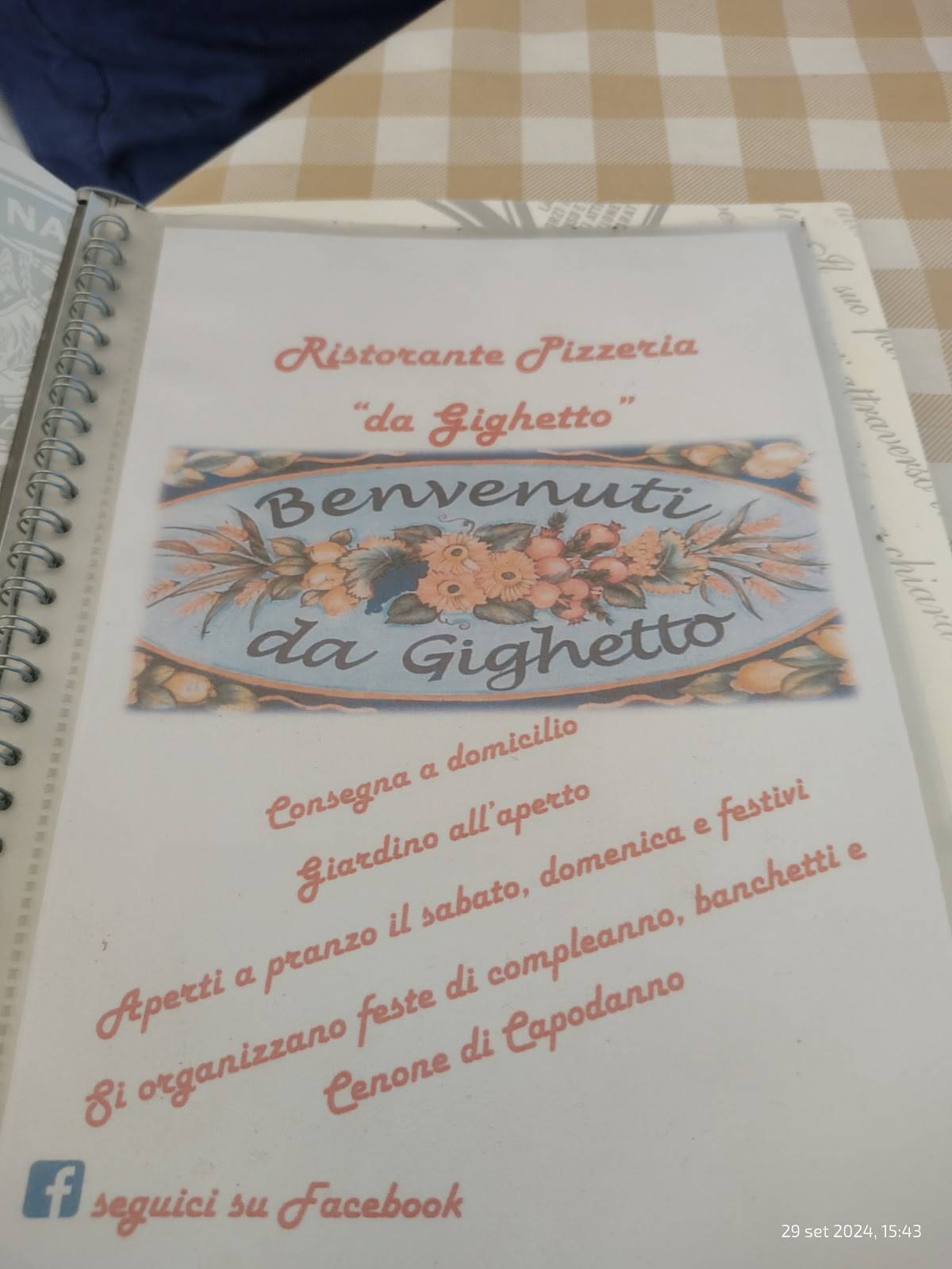 Menu di Ristorante pizzeria da Gighetto 
