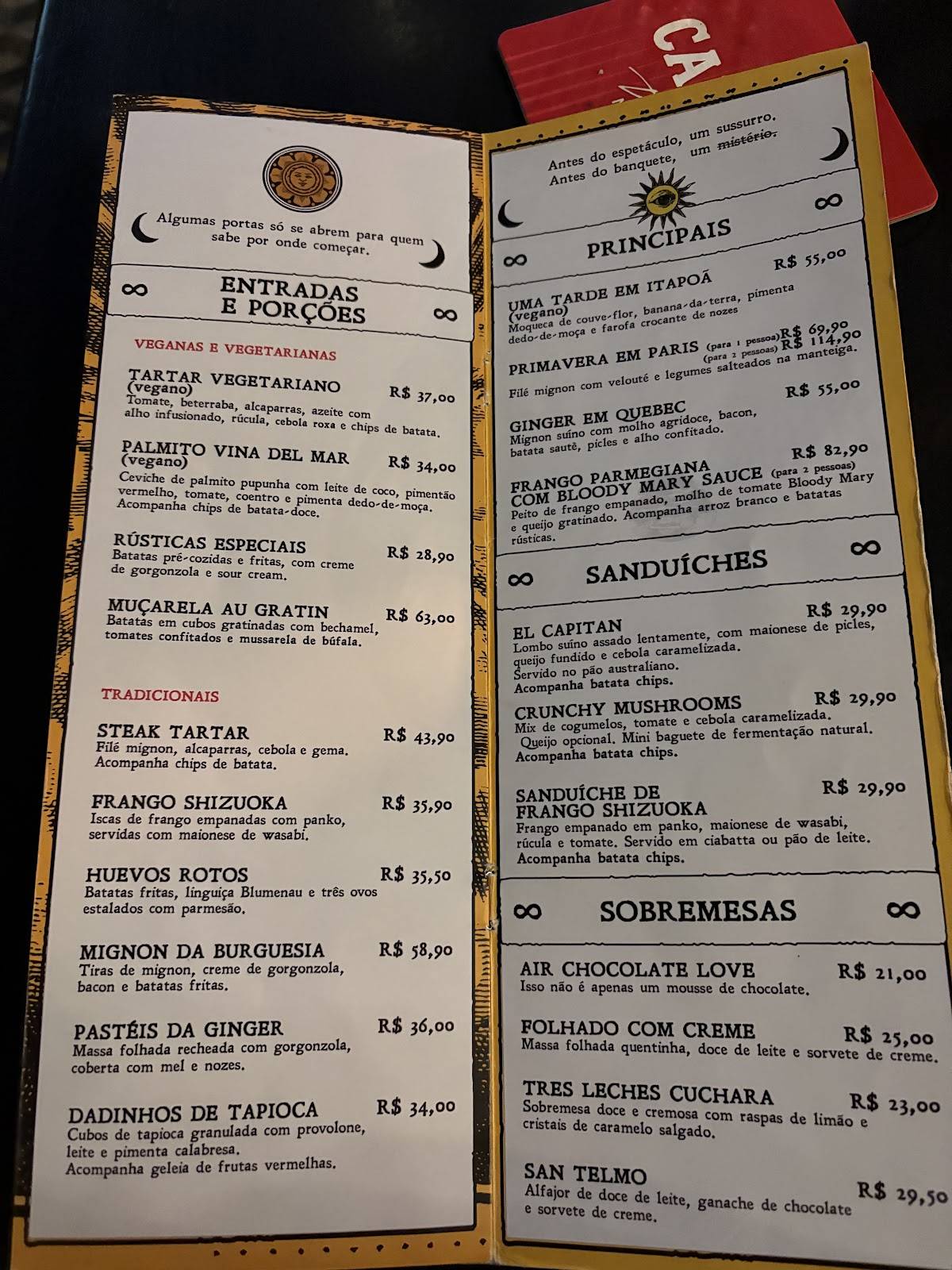 Ginger Bar-Bistrô cardápio