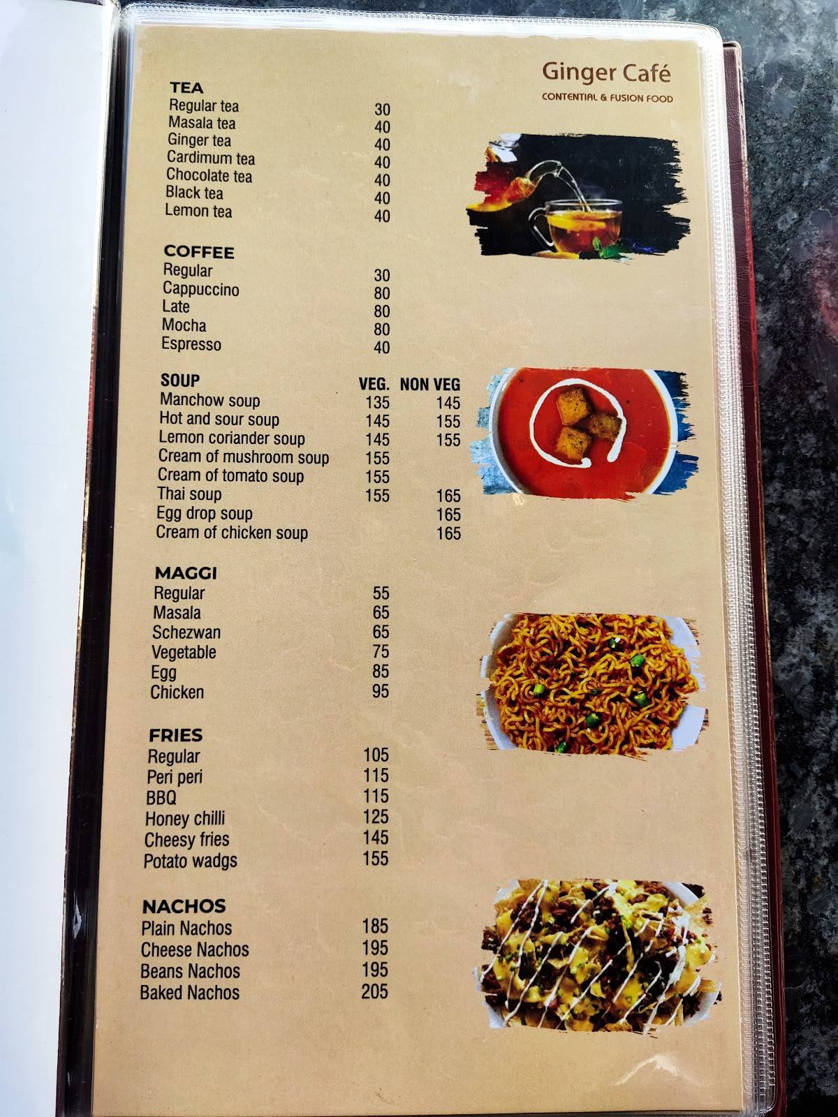 Menu at Ginger Cafe Mahabaleshwar, Metgutad