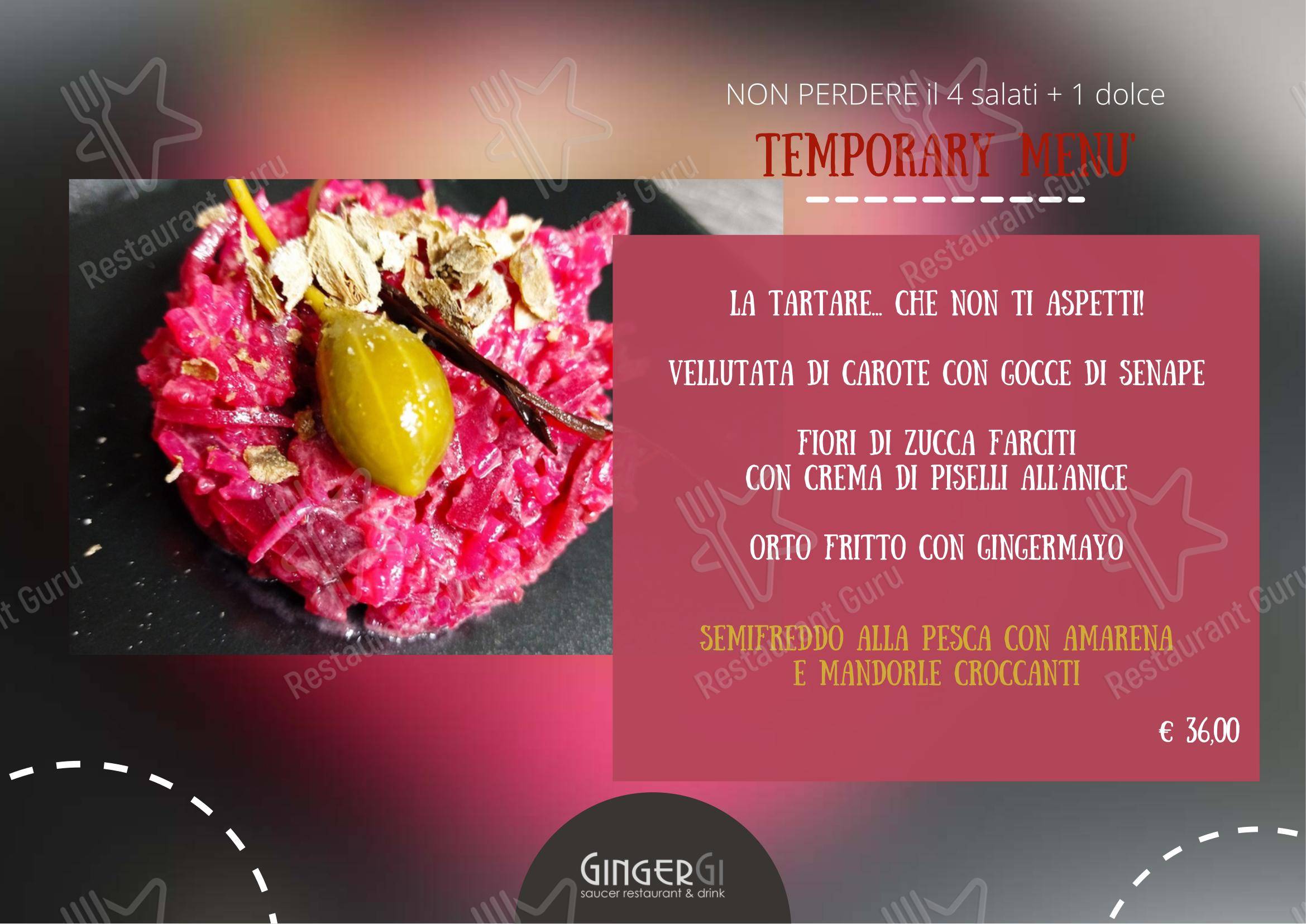 Menu bar per GingerGi in Padova
