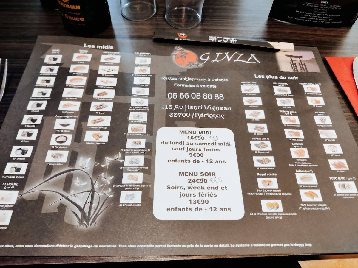 Menu de Ginza