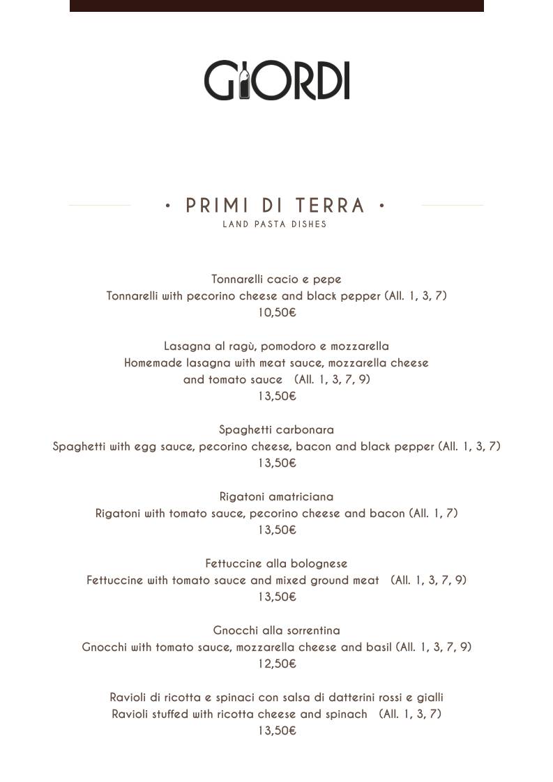 Menu di Giordi Ristorante 