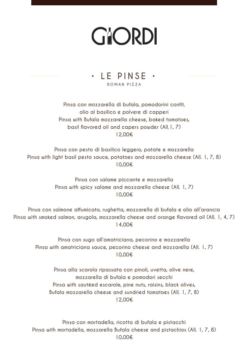 Menu di Giordi Ristorante 