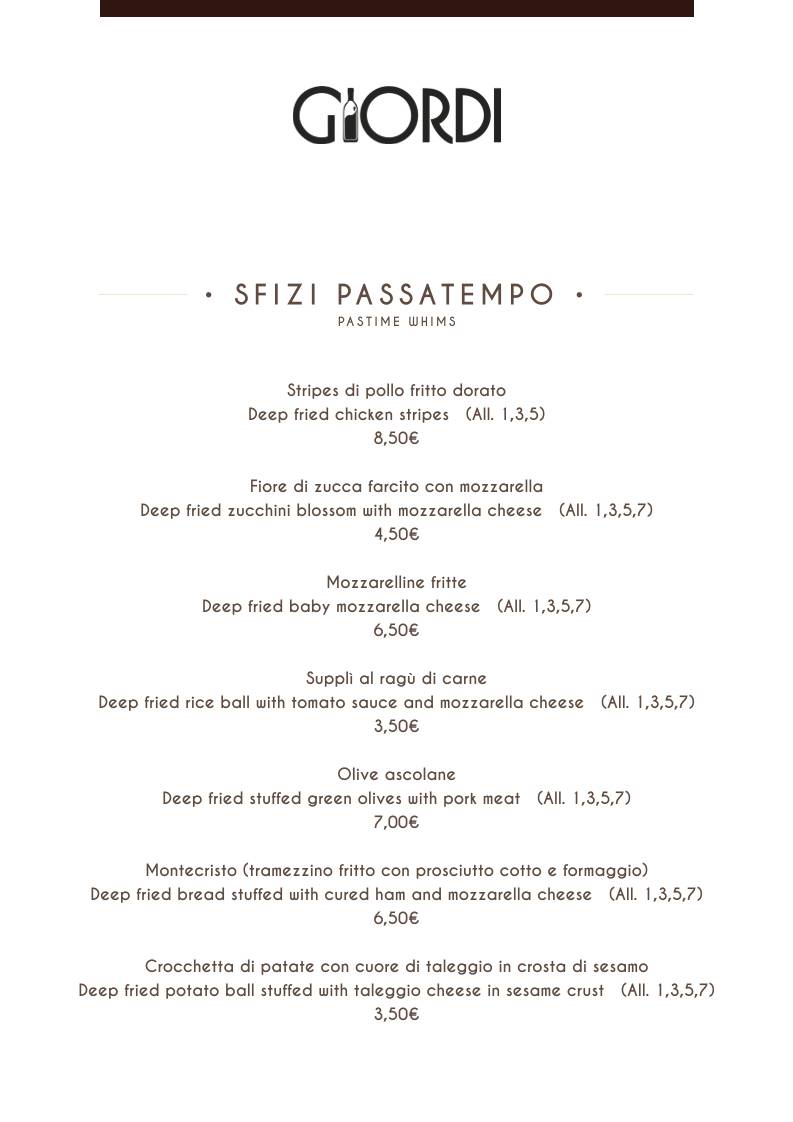 Menu di Giordi Ristorante 