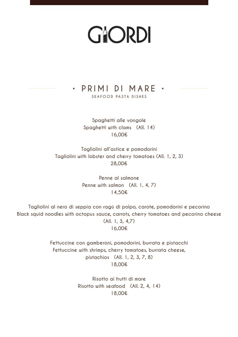 Menu di Giordi Ristorante 