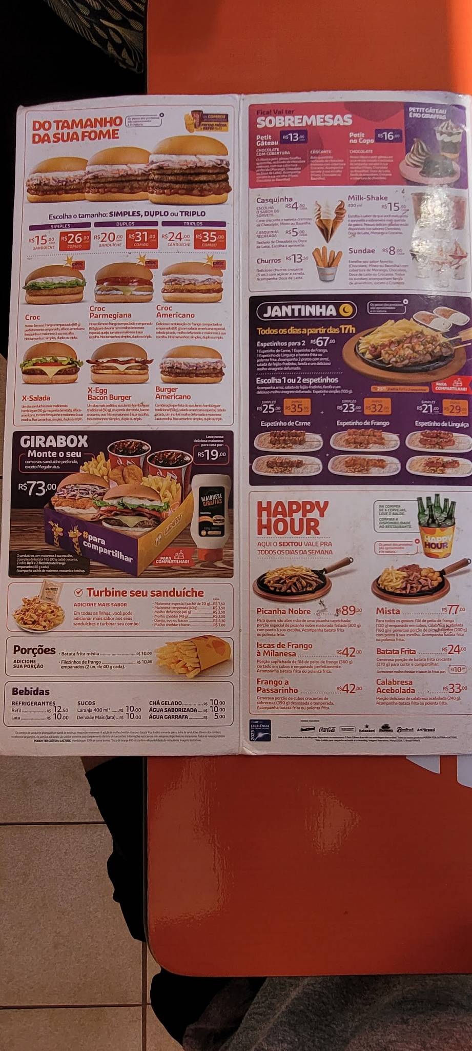 Menu em Giraffas 105 Norte restaurante de fast food, Brasília, Asa ...
