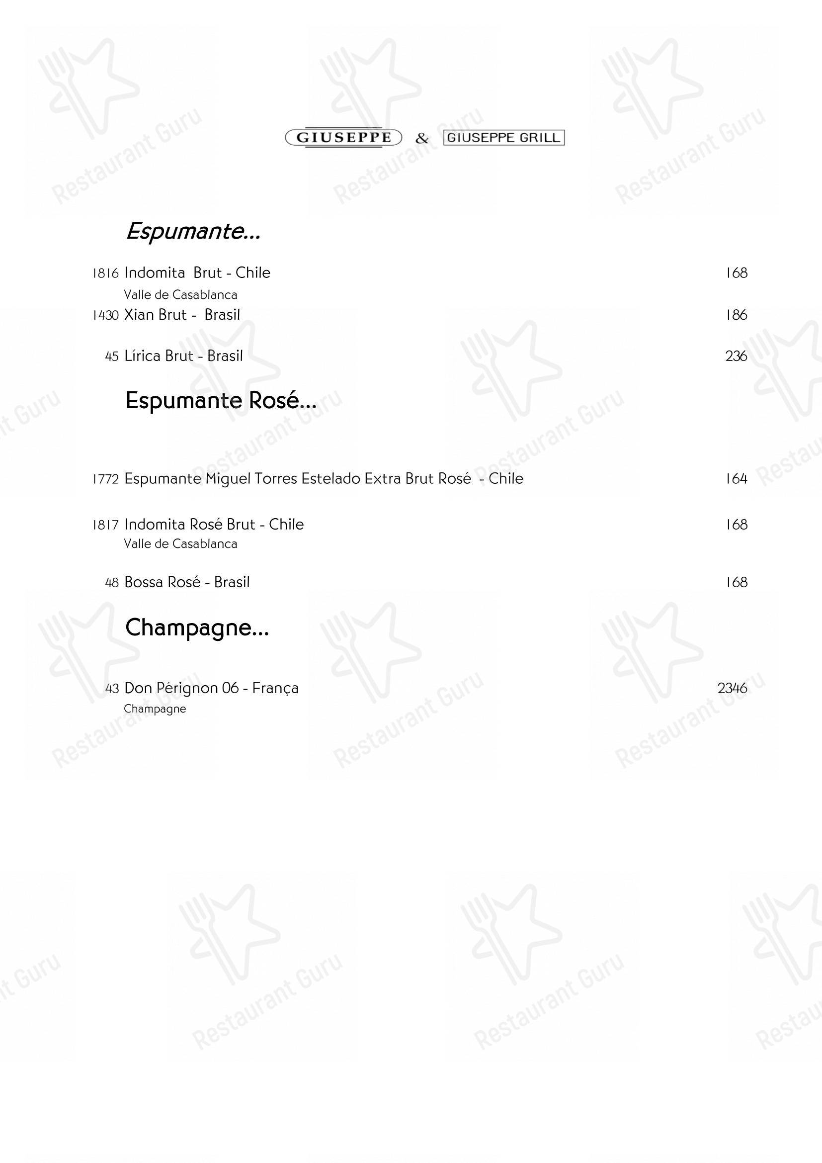 菜单 para Giuseppe Italiano restaurante