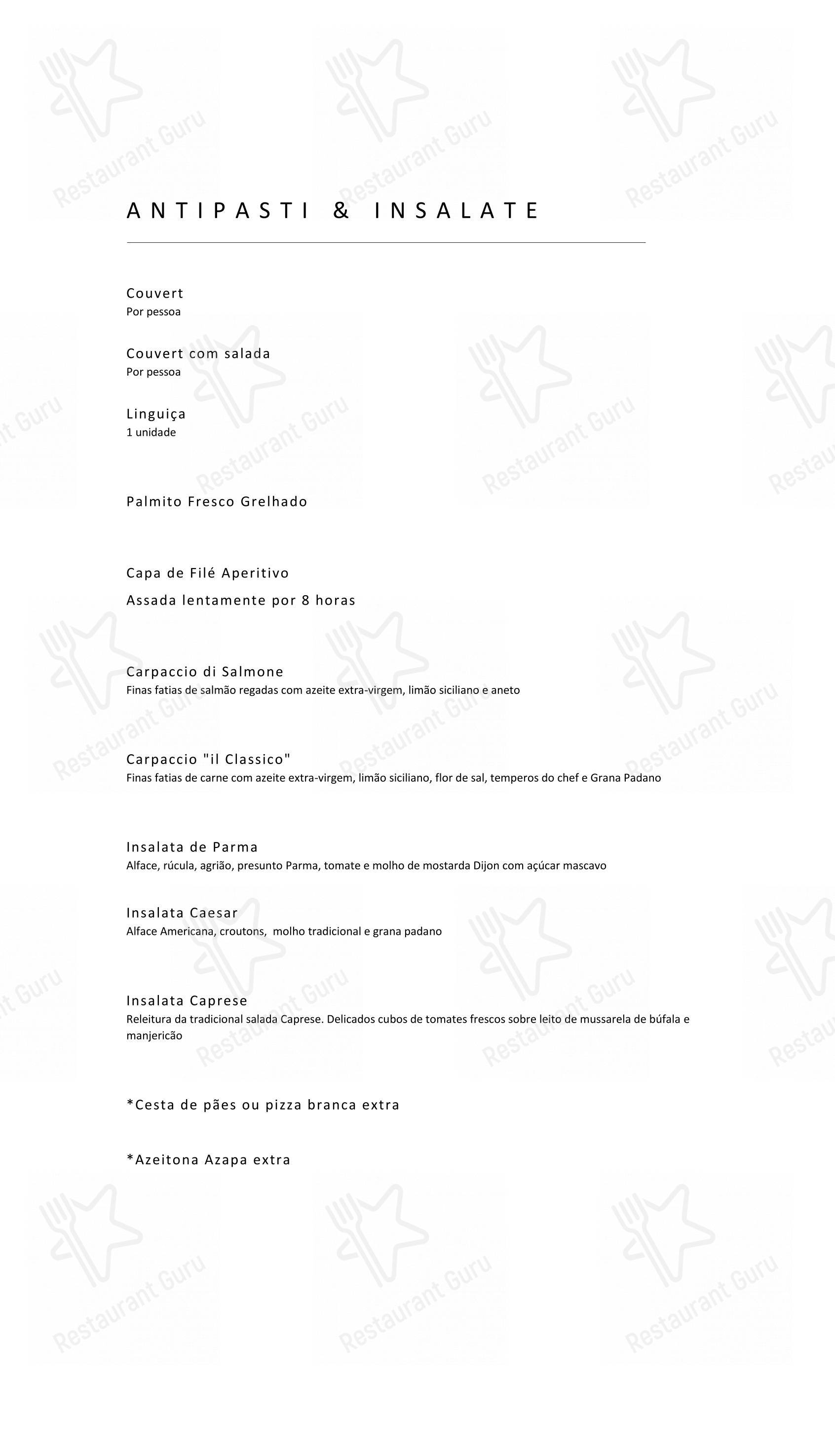 Menu para Giuseppe Italiano em Rio de Janeiro