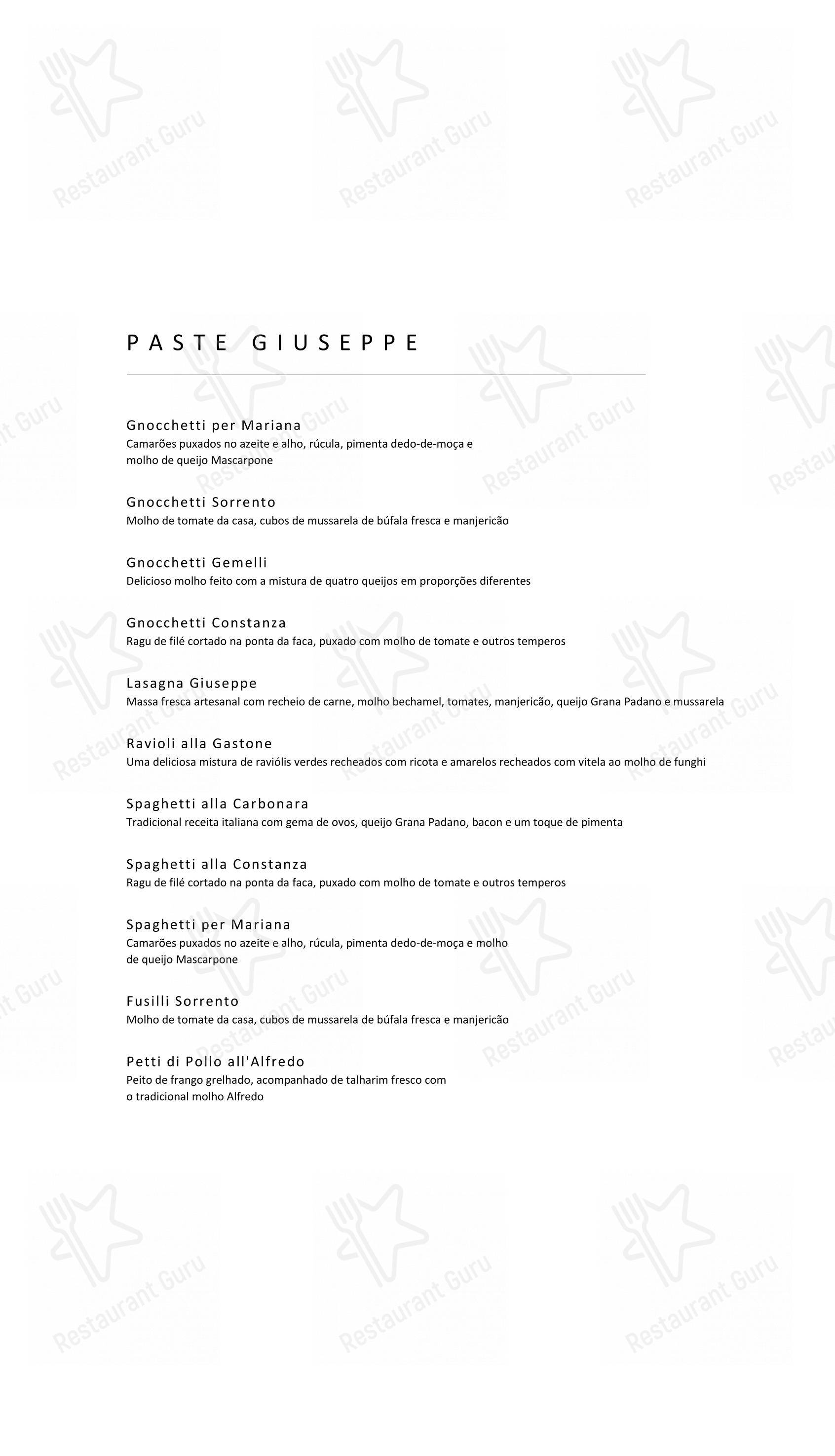 Giuseppe Italiano em Rio de Janeiro - Menu