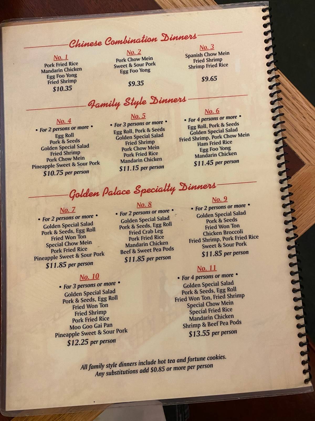Menu at Golden Palace Restaurant, Caldwell