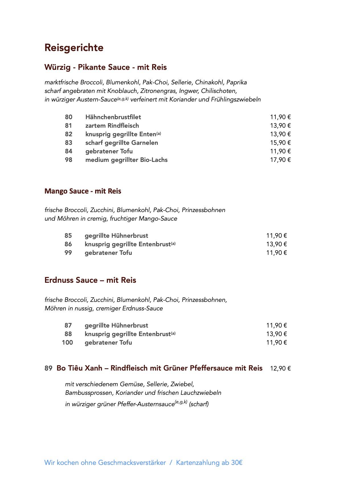 Good Morning Vietnam Zwickau Menu