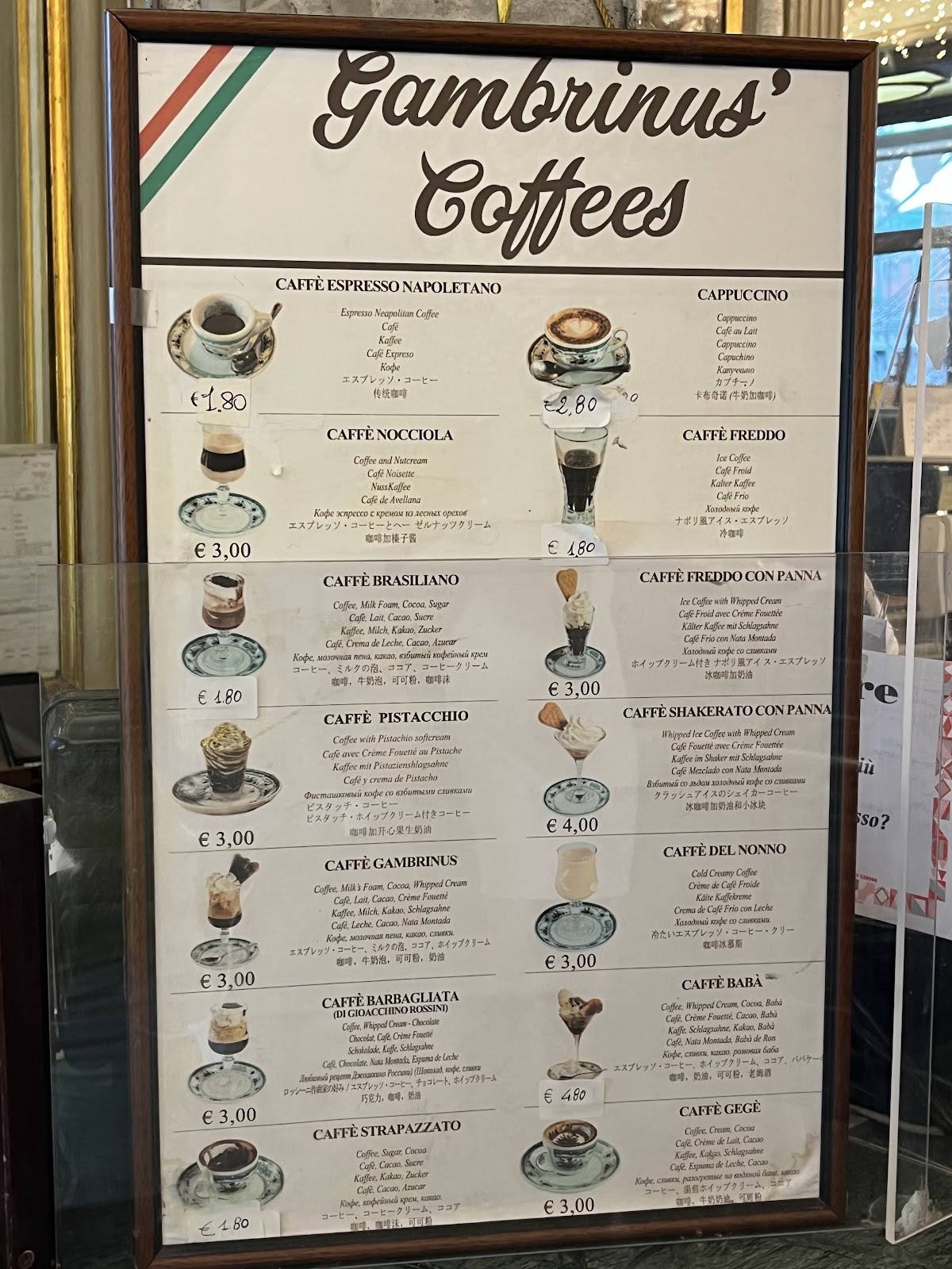 Menu di Gran Caffè Gambrinus 