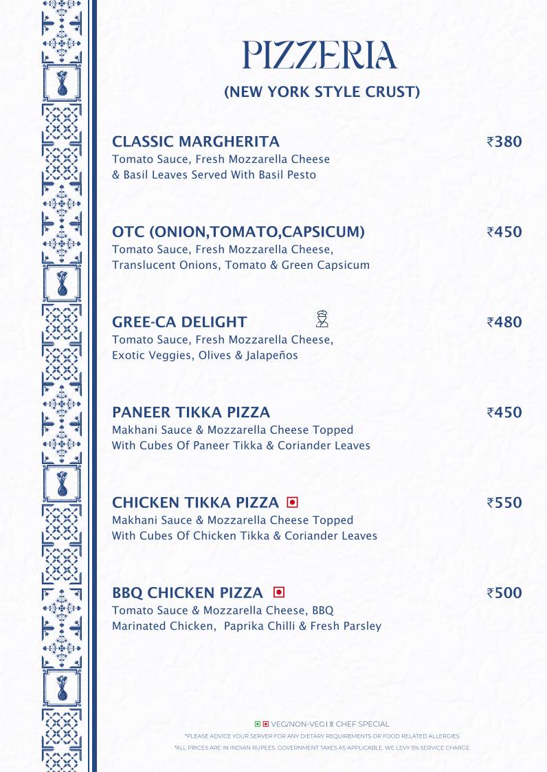 Gree ca Cafe Rooftop menu