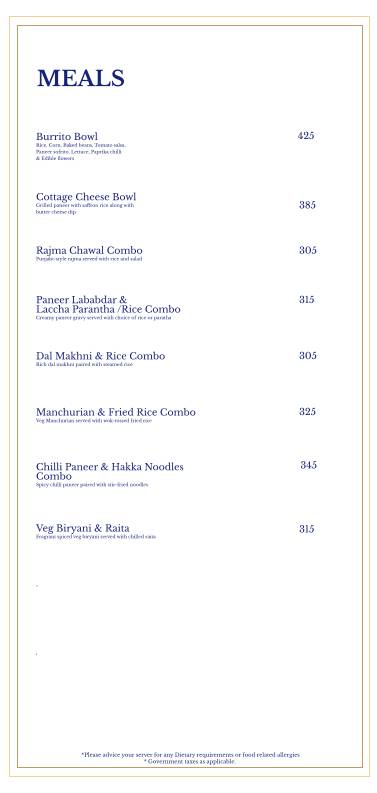 Gree ca Cafe Rooftop menu