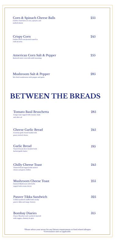 Gree ca Cafe Rooftop menu