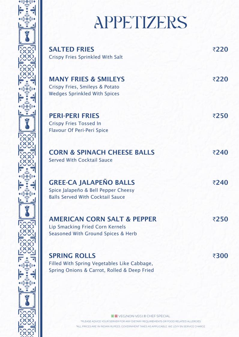 Gree ca Cafe Rooftop menu