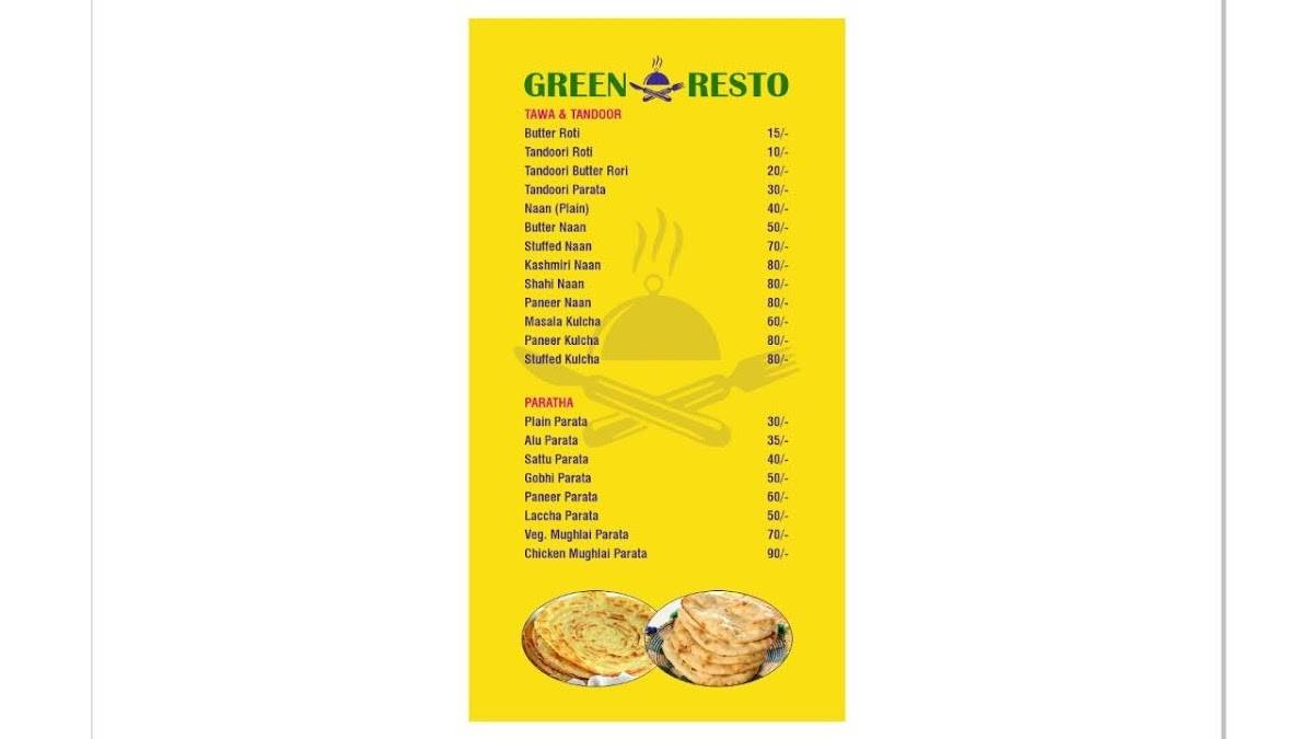 Green Resto menu