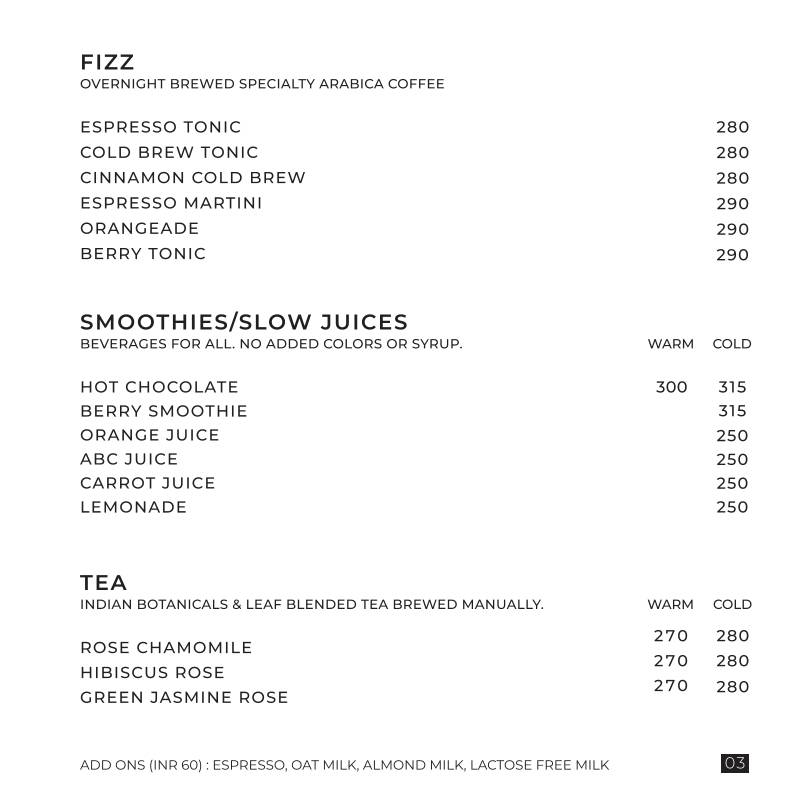 Grey Soul Coffee Roasters (Bandra West) menu