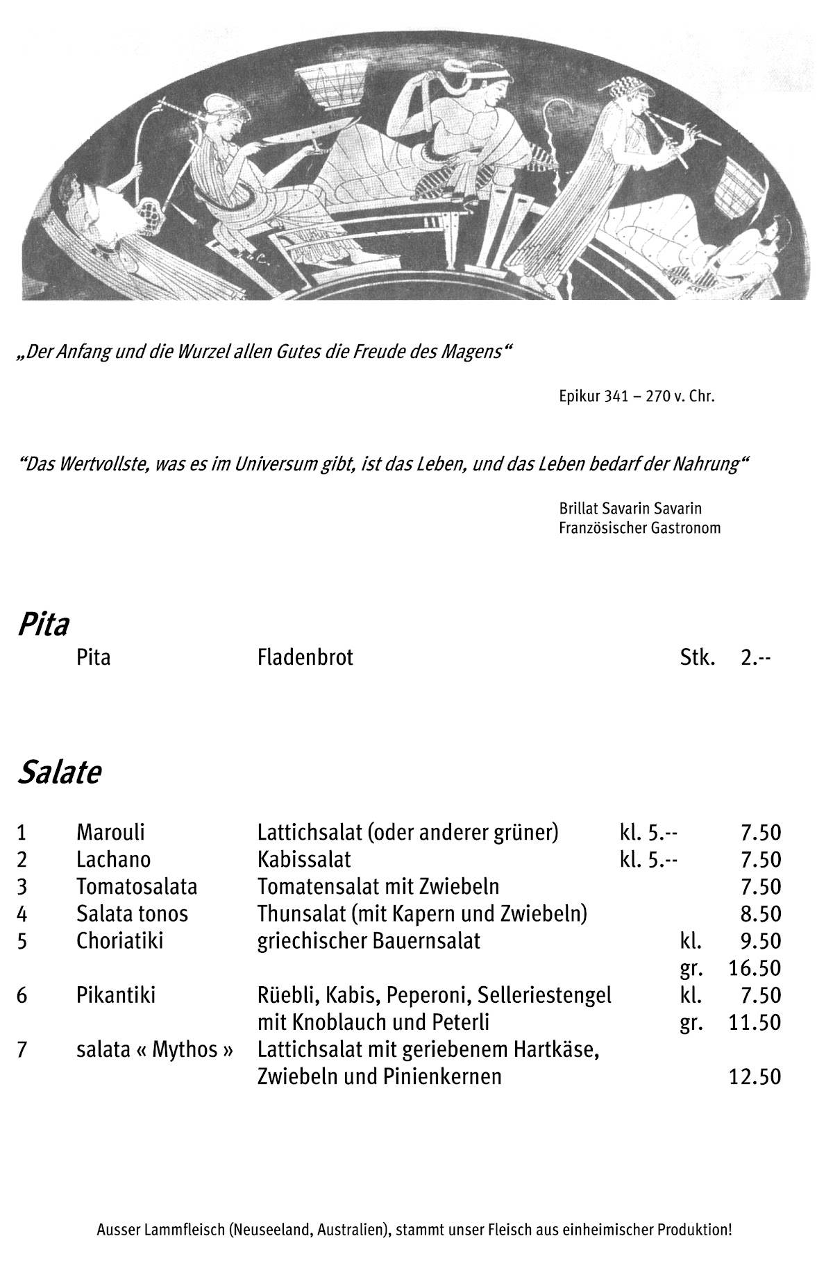 Menu di Griechische Taverne Ouzeri Mythos 
