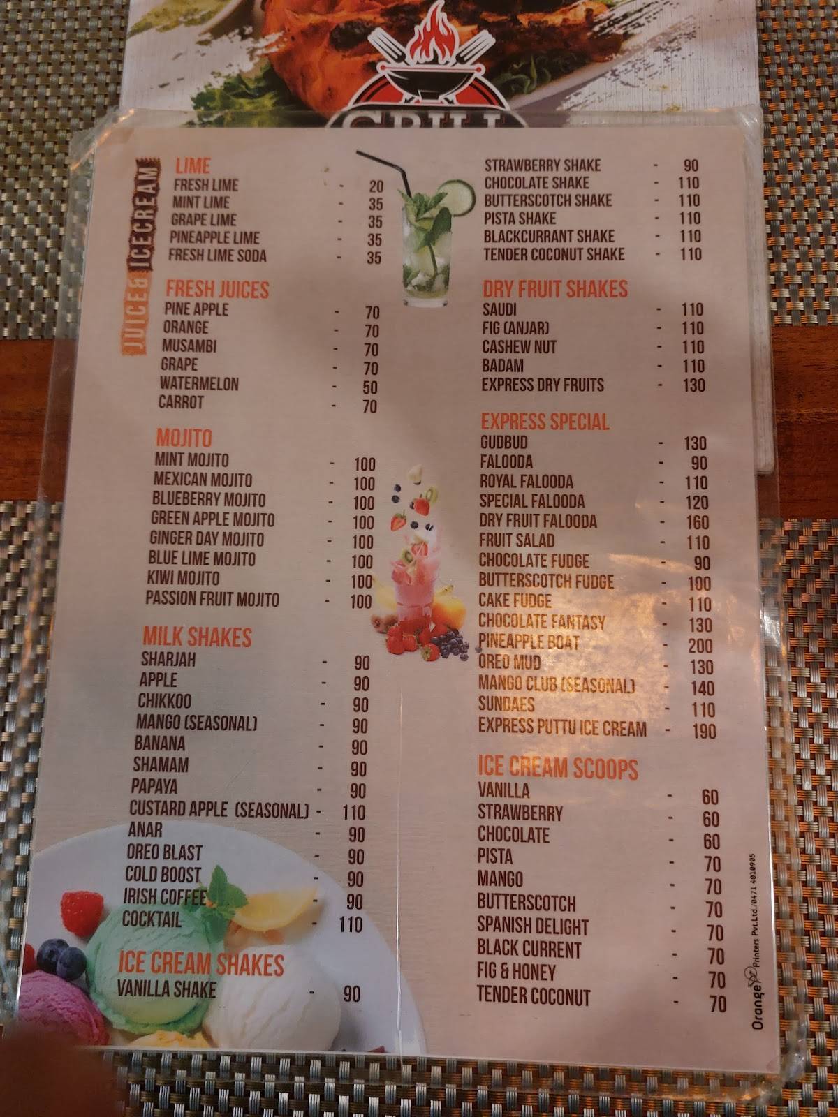 Menu at Grill Station Pothencode, Pothencode
