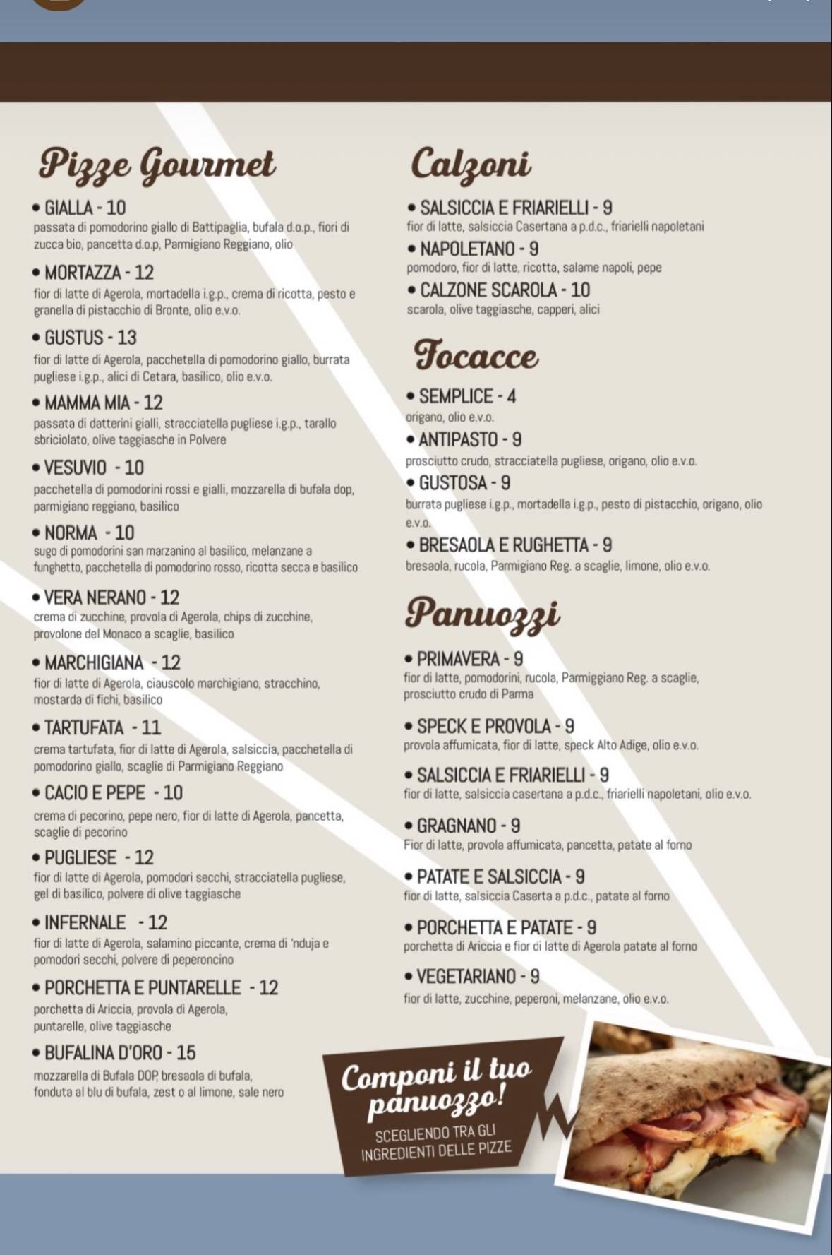 Menu di Gustus Pizzaeria Napoletana 