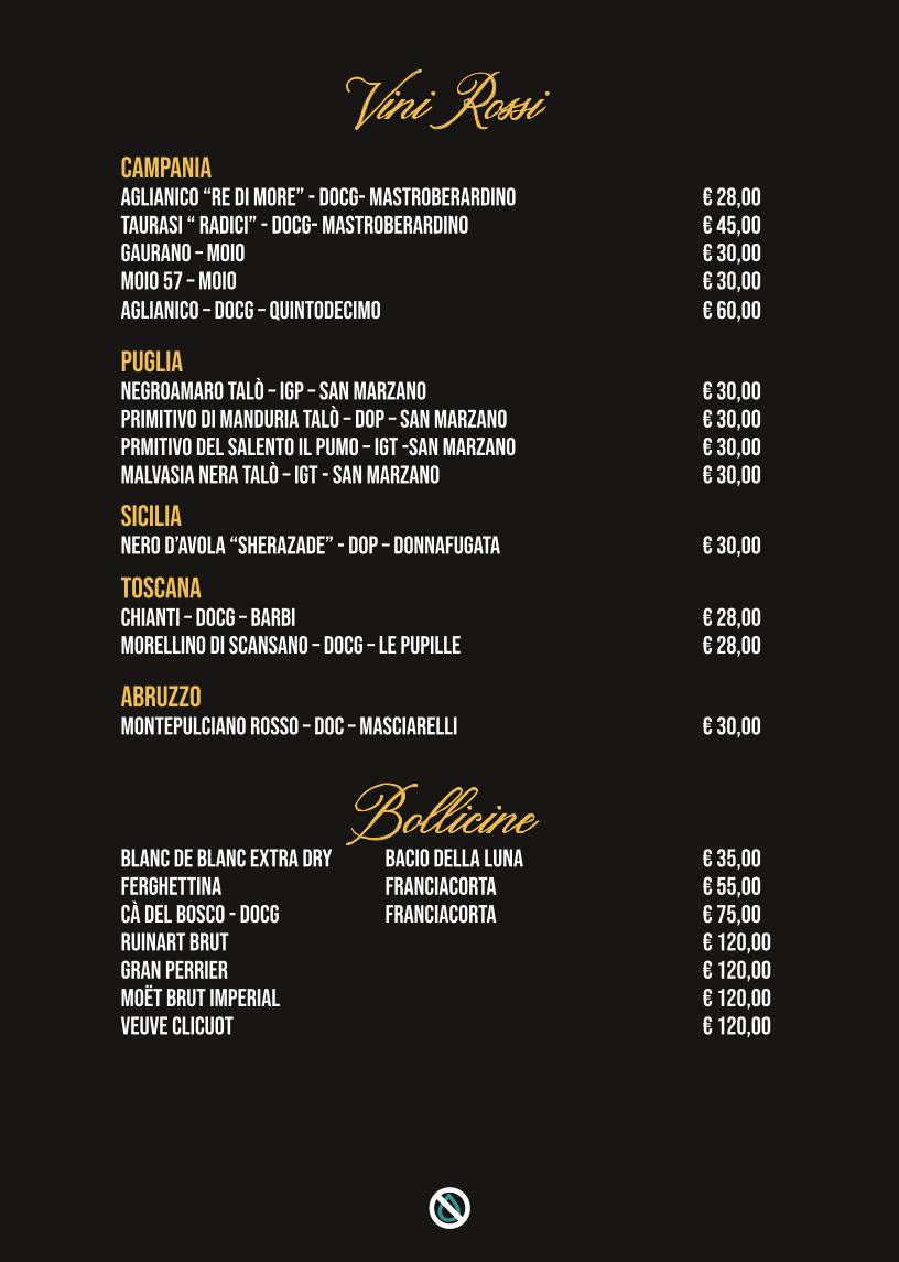 Menu di H2NO 