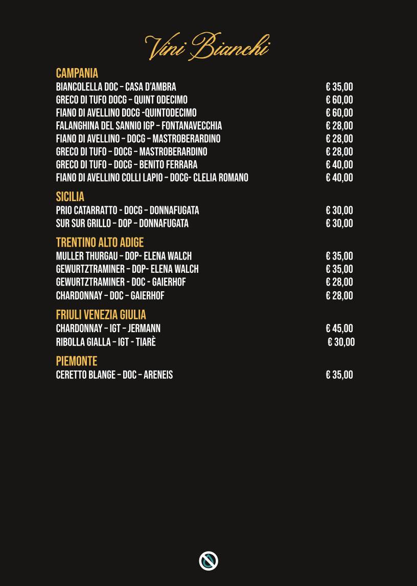 Menu di H2NO 