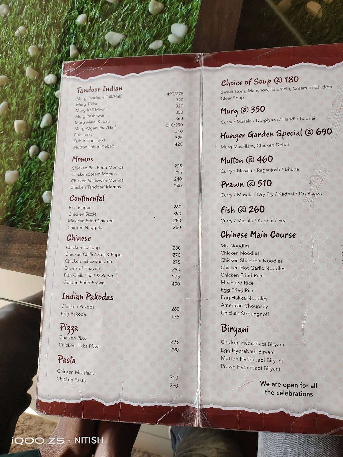 HUNGER GARDEN menu