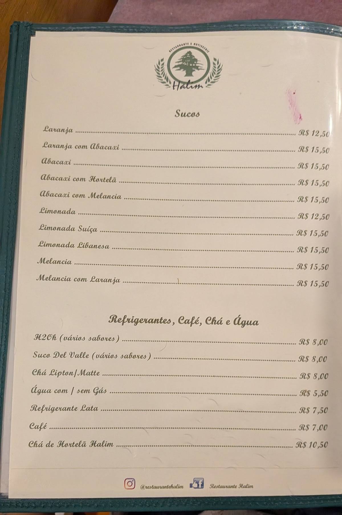 Halim cardápio