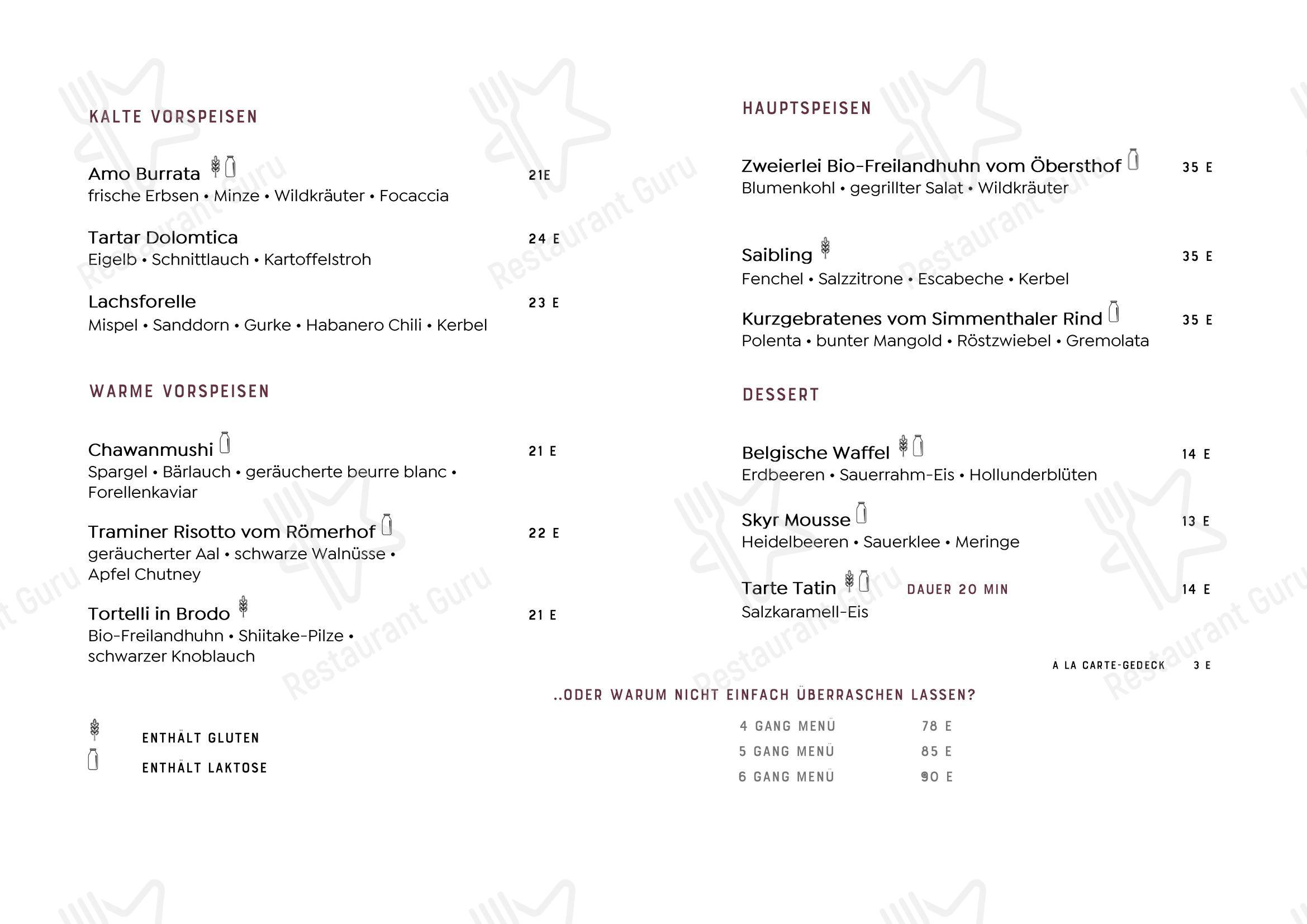 Haller Suites & AO Restaurant dans Bressanone - Основное меню