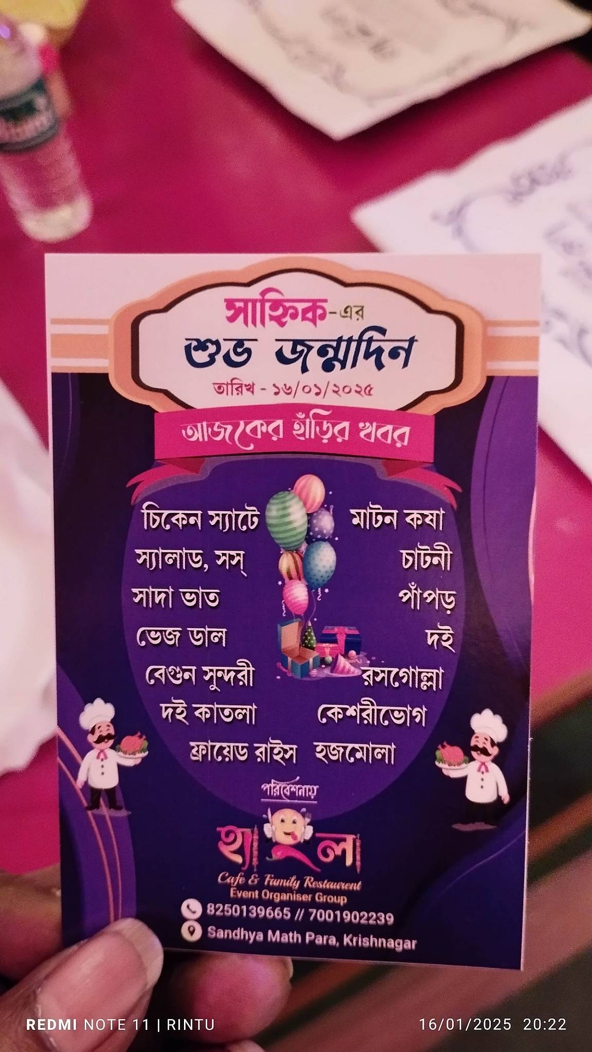 Hangla Cafe and Family Restaurant menu