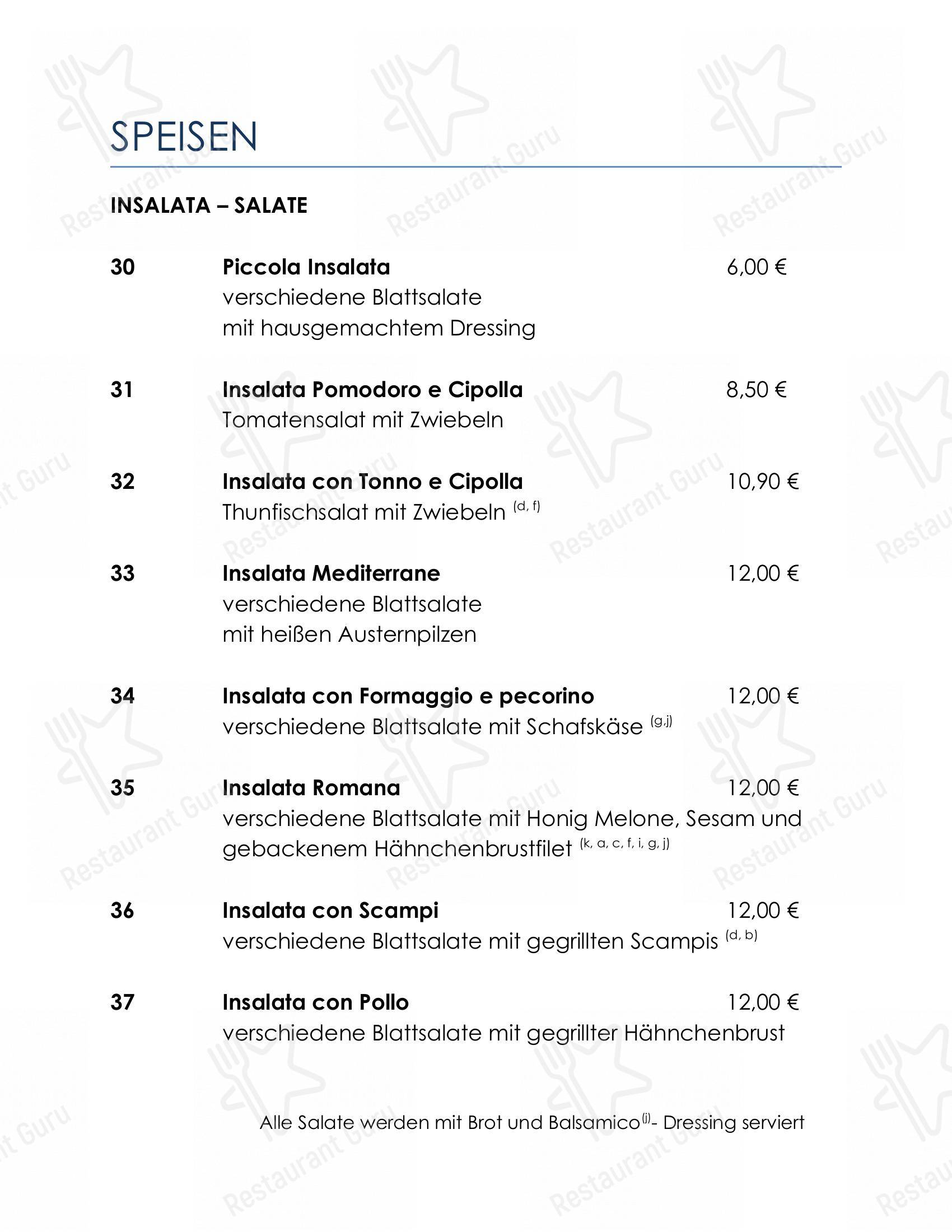 Menu bar pour Ristorante Toscanini restaurant