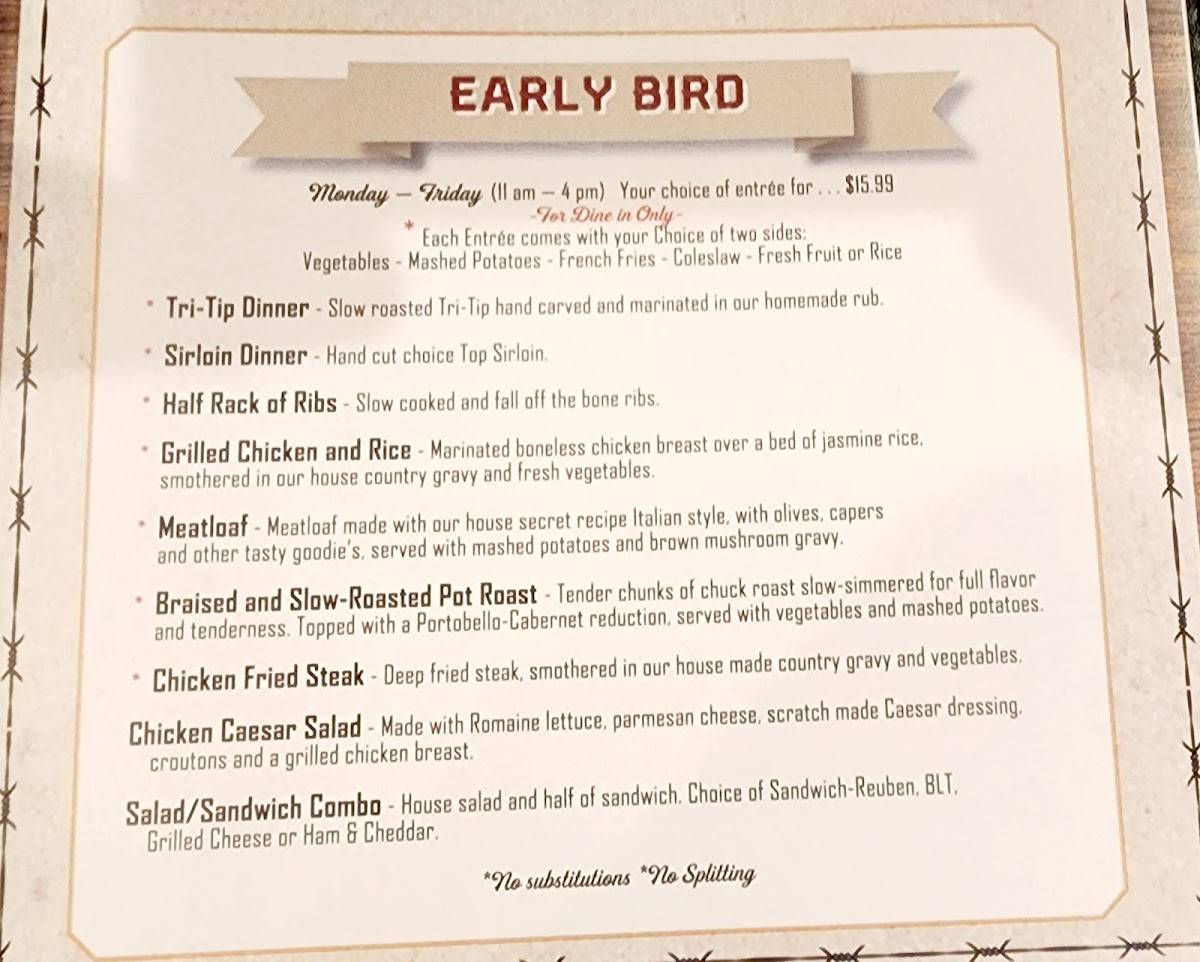 Menu at Rocking K Ranch pub & bar, Hemet