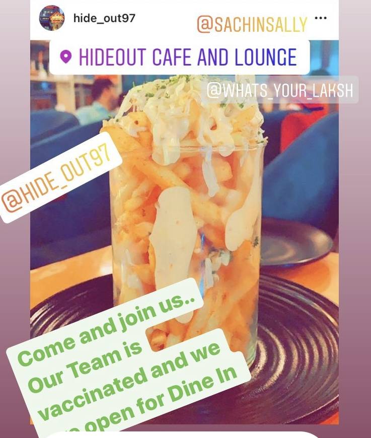 HideOut Cafe and Lounge menu