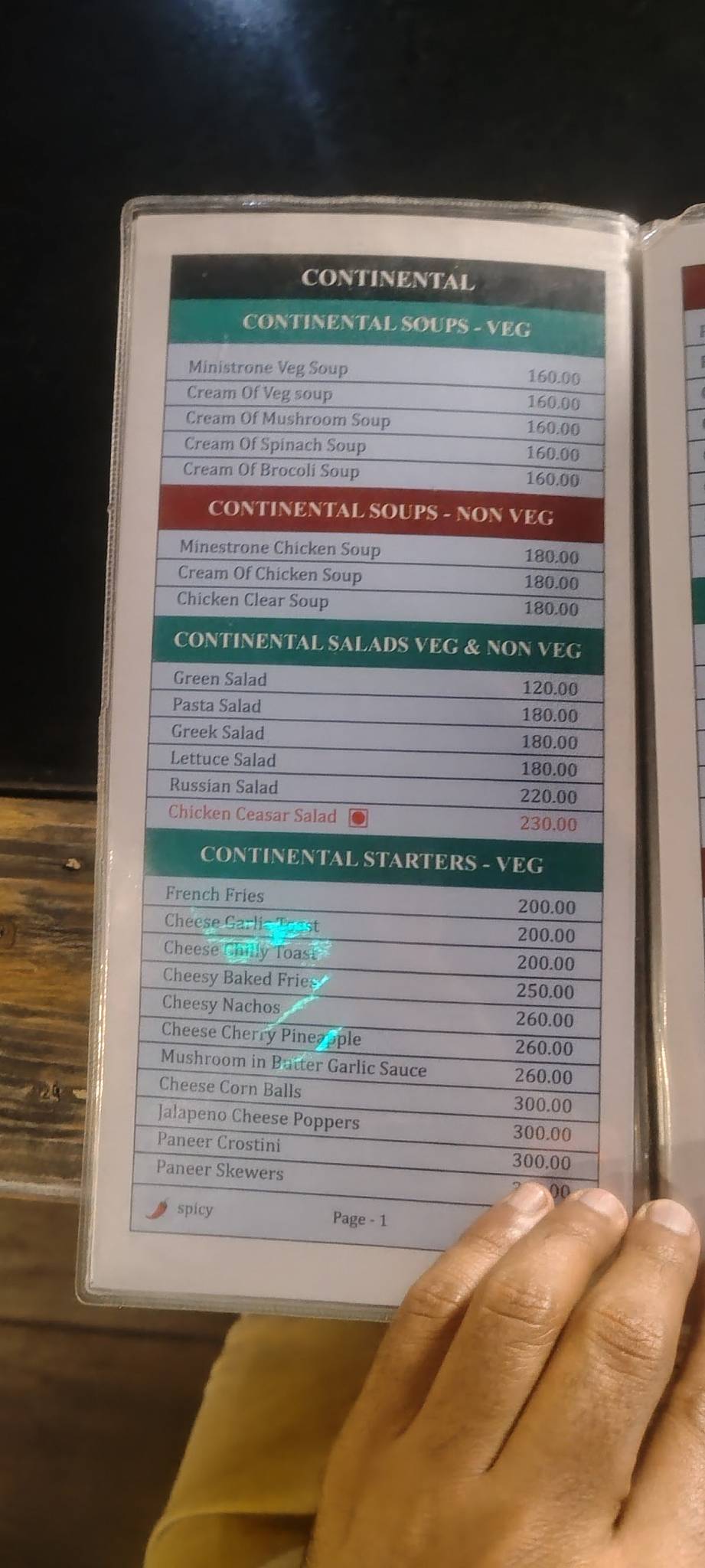 Highpark Revolving Bar & Restaurant menu