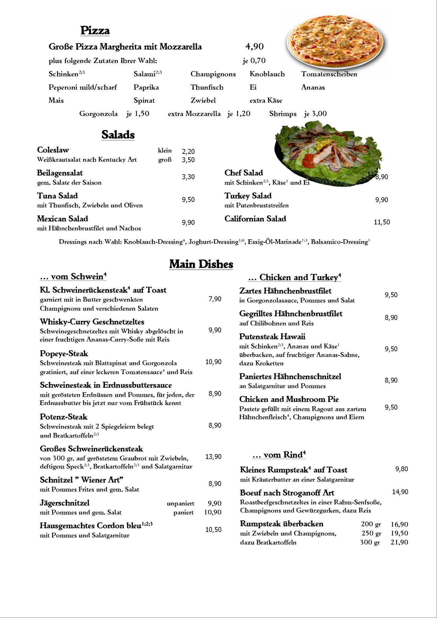 Menu de Butler's Café - Restaurant - Bar