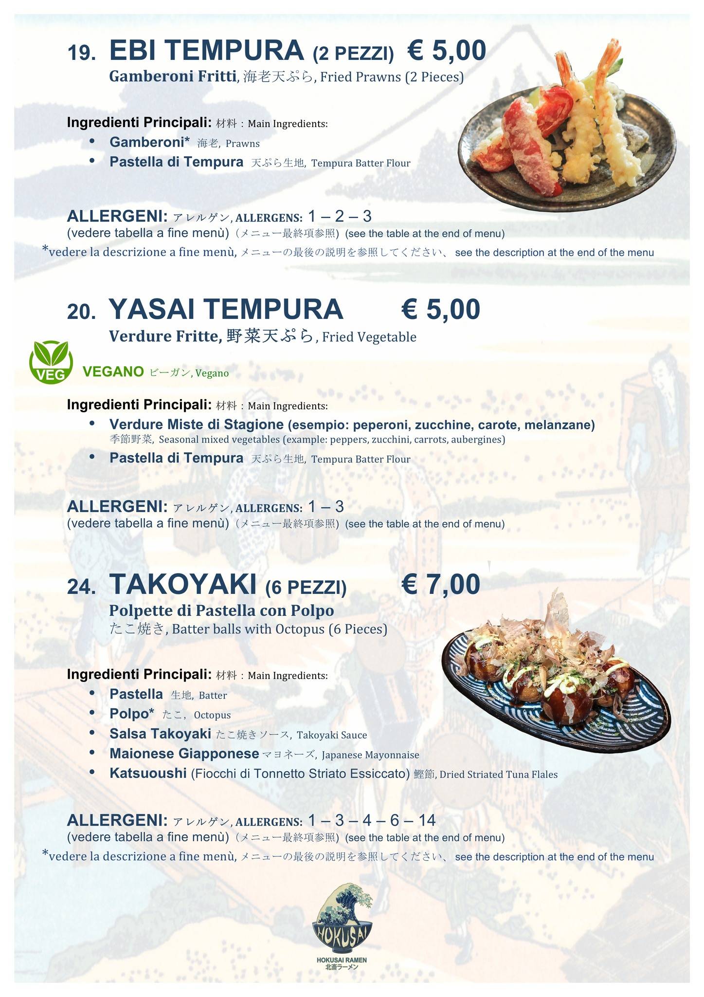 Menu di Hokusai Ramen 