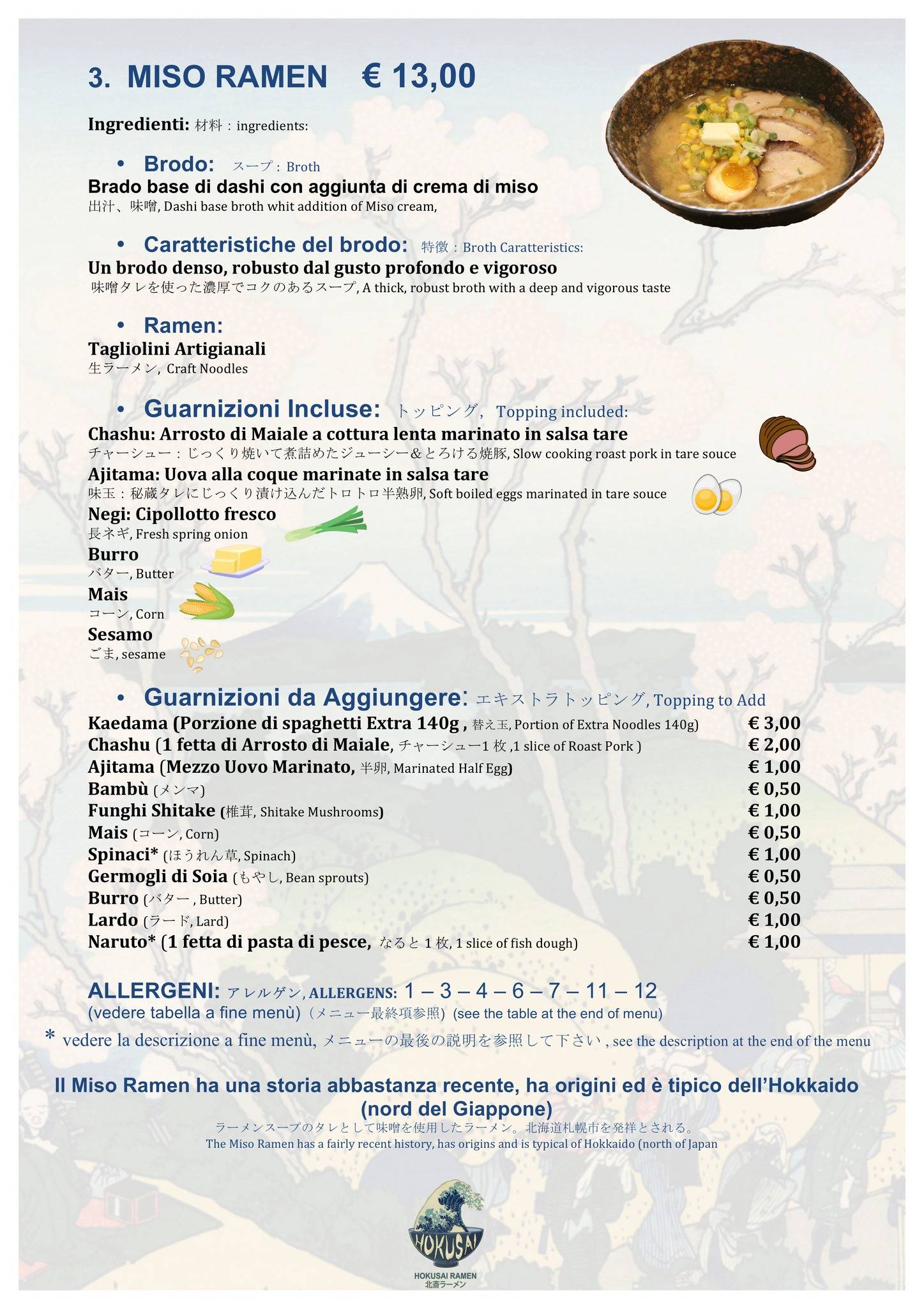 Menu di Hokusai Ramen 