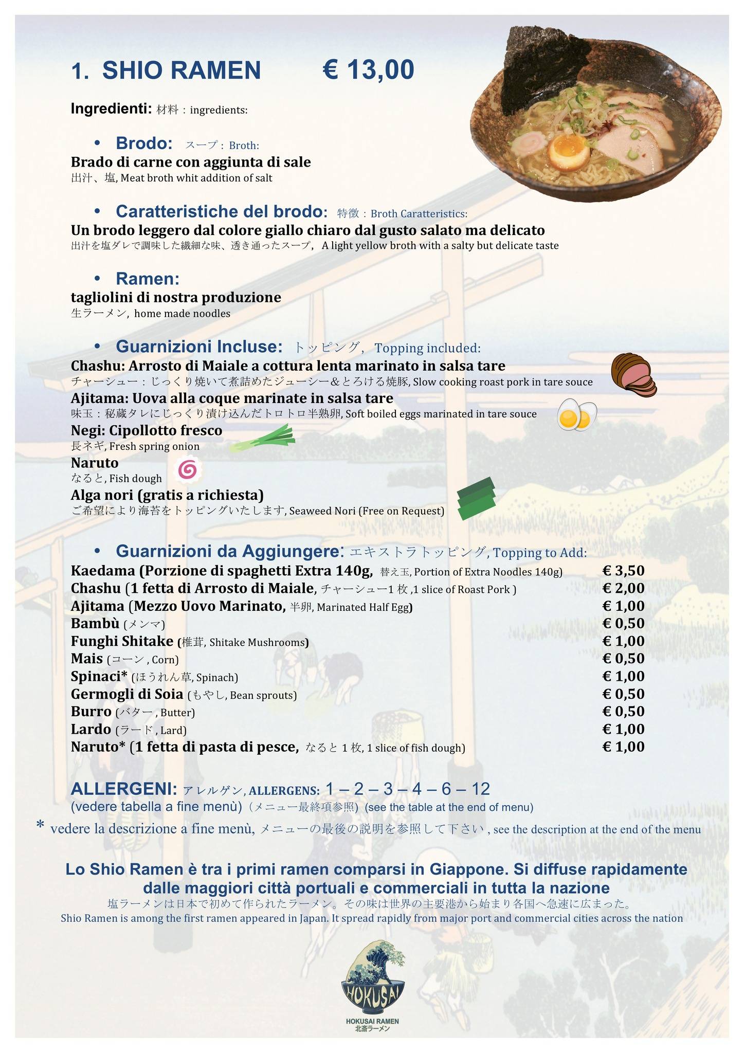 Menu di Hokusai Ramen 