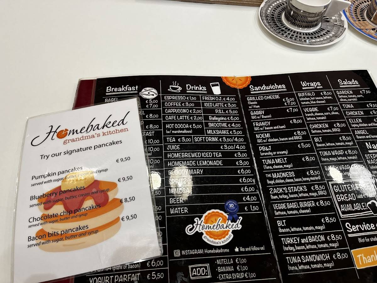 Menu di Homebaked Porta Cavalleggeri 