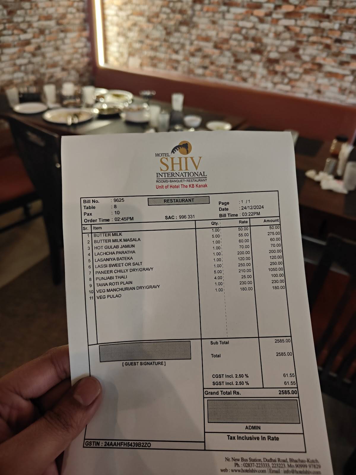 Honest Restaurant Bhachau menu