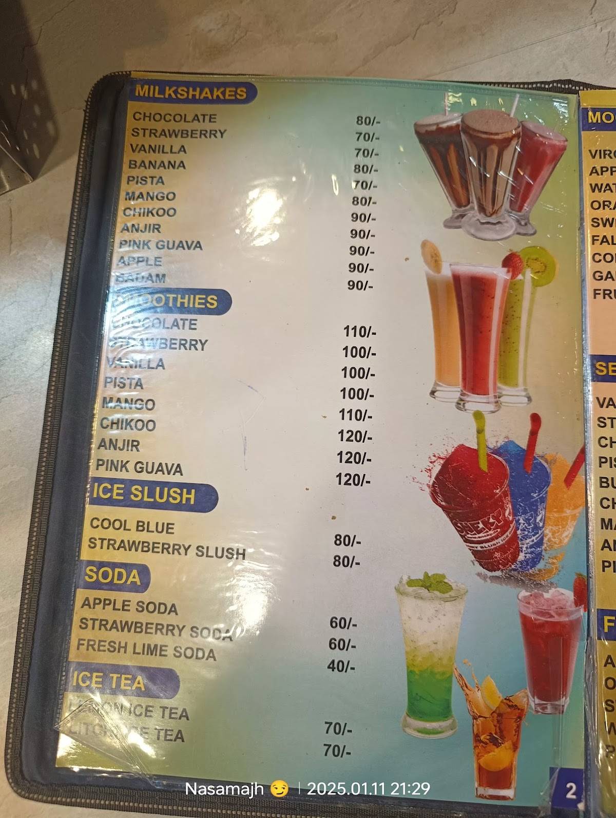 Hotel Delight menu