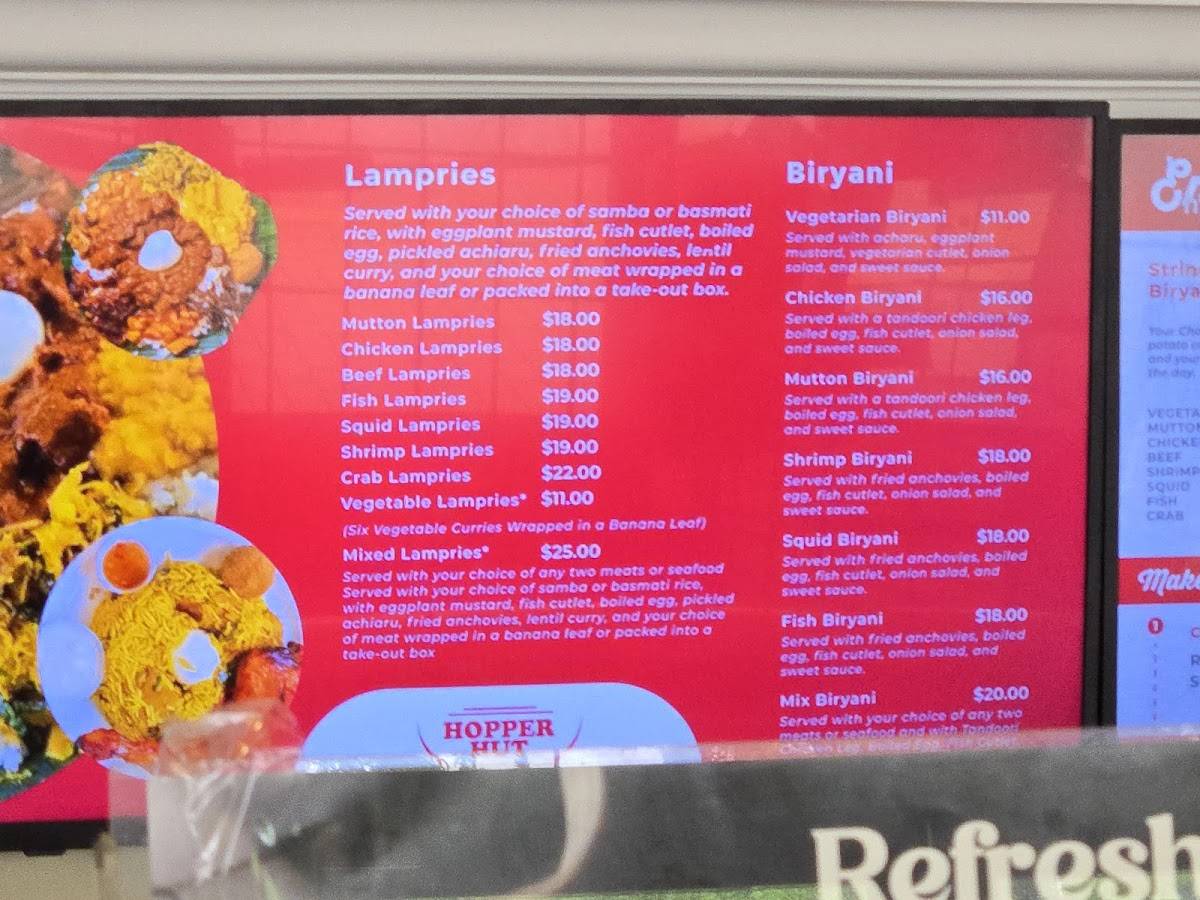 Menu de Hopper Hut