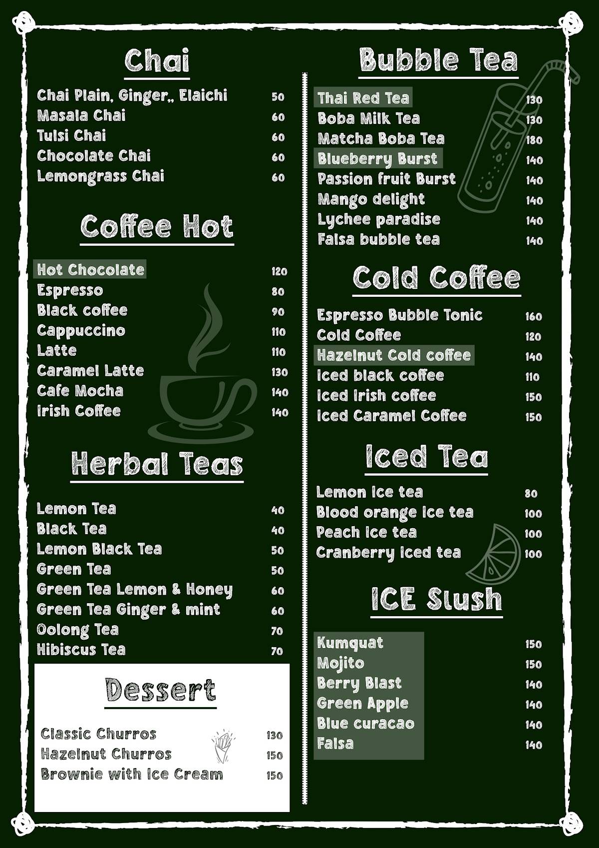 Hopscotch Cafe menu