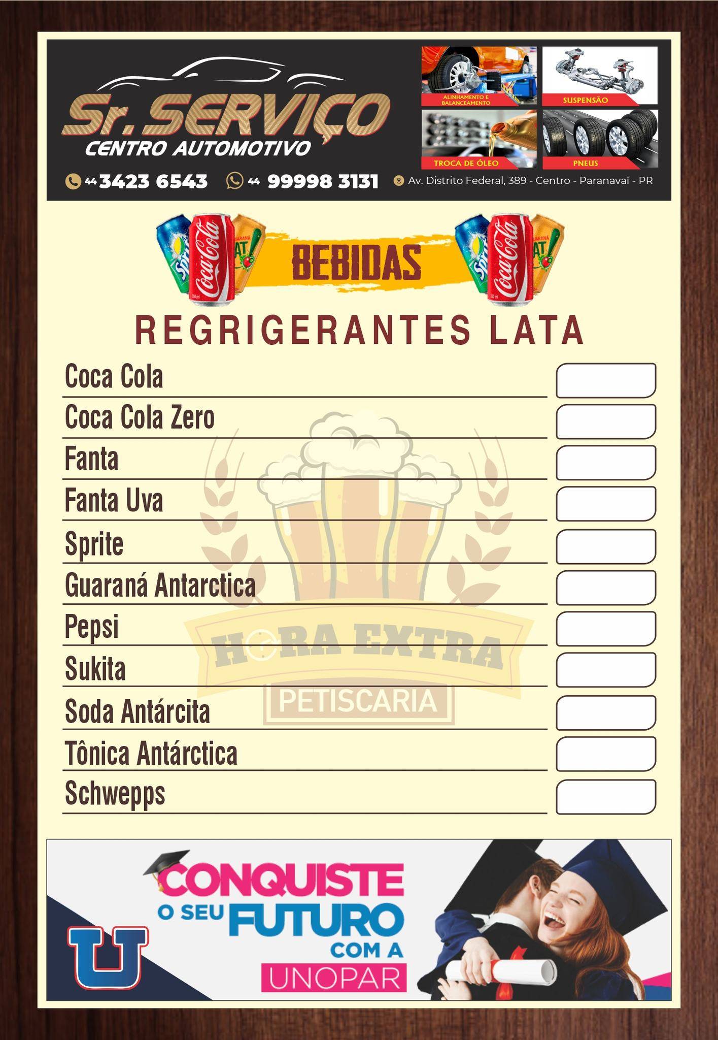 Hora Extra Petiscaria cardápio