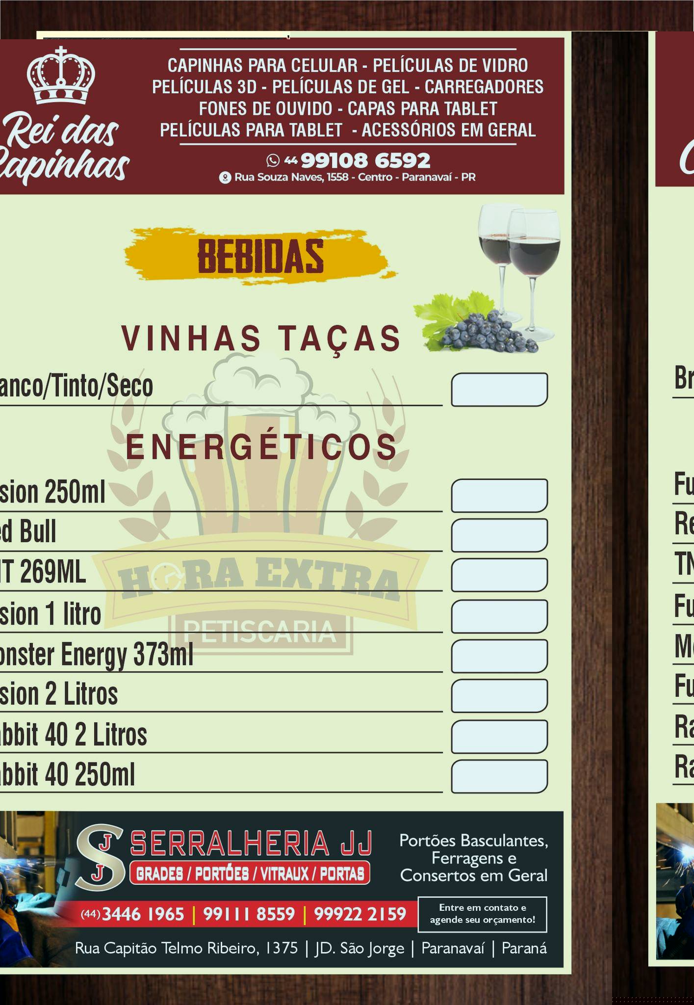 Hora Extra Petiscaria cardápio