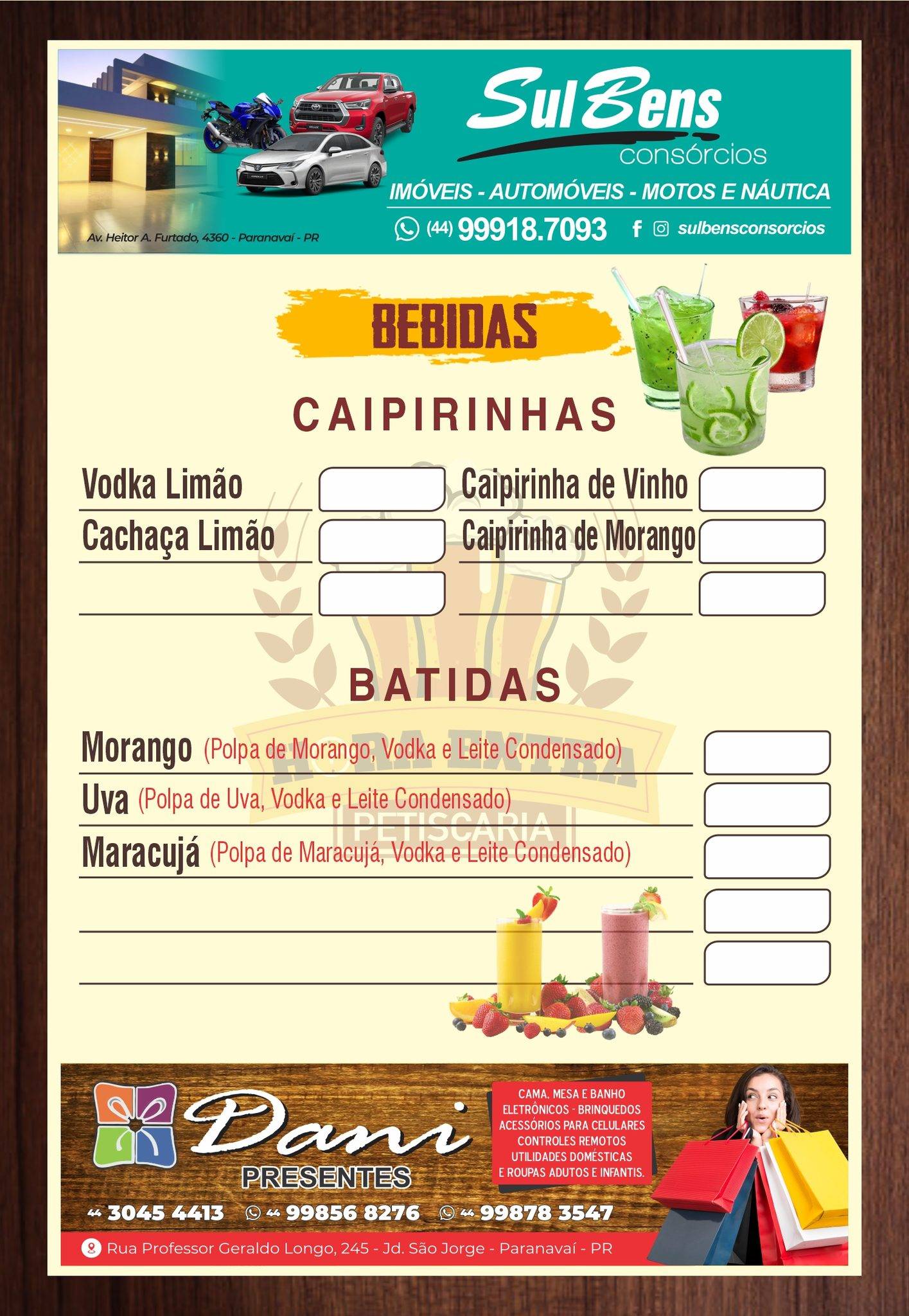 Hora Extra Petiscaria cardápio